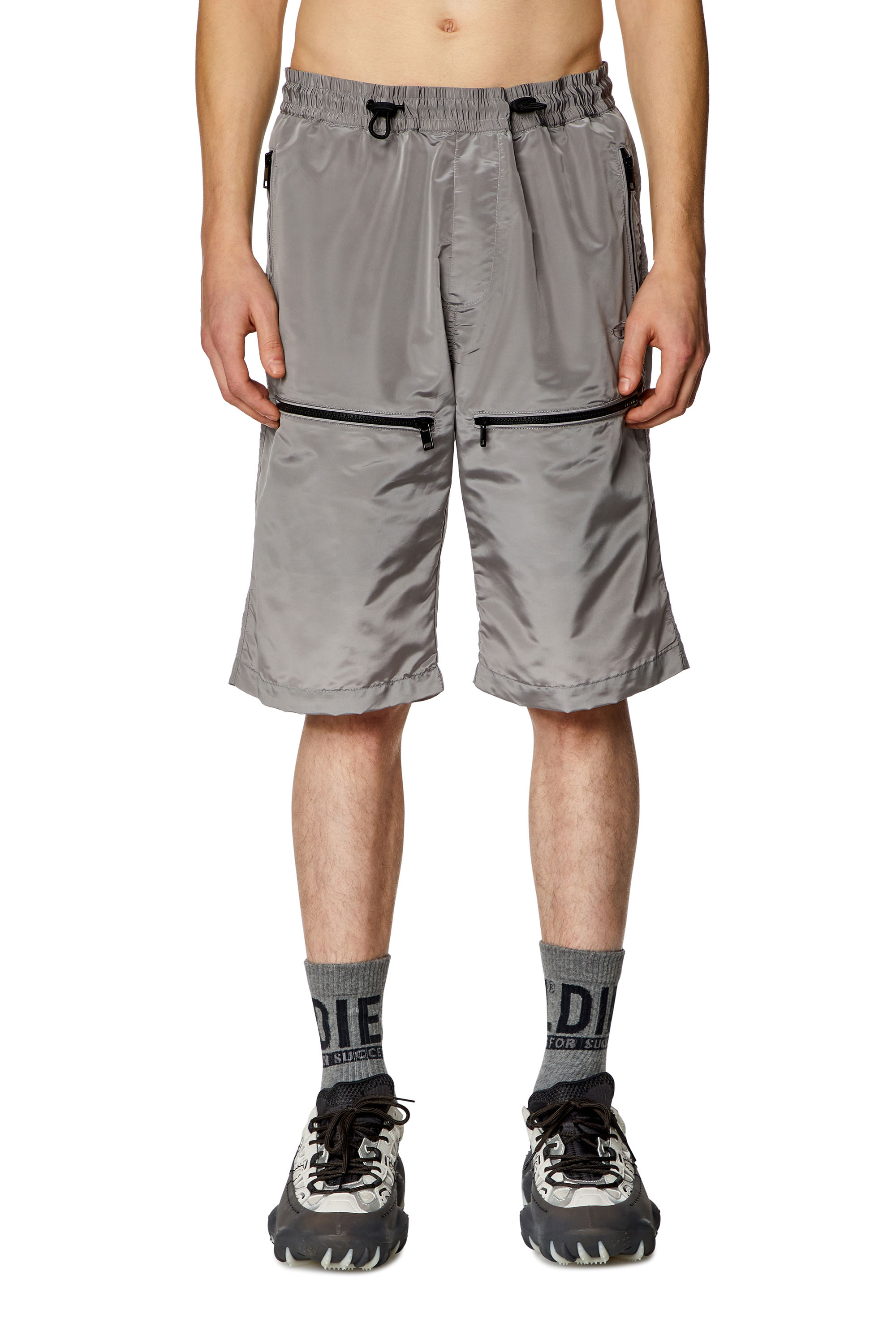 Diesel - Cargo shorts in ciré nylon - Shorts - Man - Grey