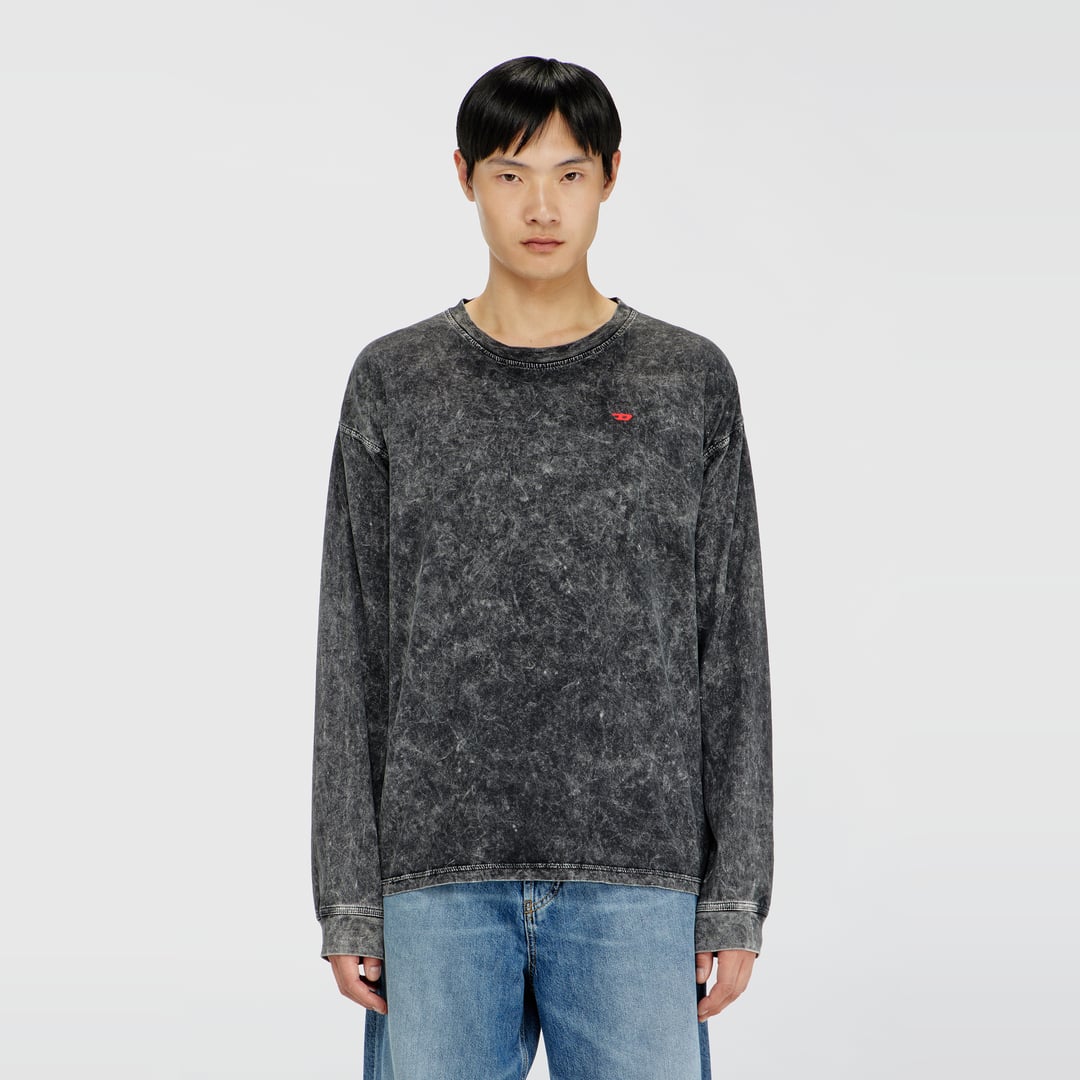 Diesel - Long sleeve top with treated effect - T-Shirts - Man - Grey