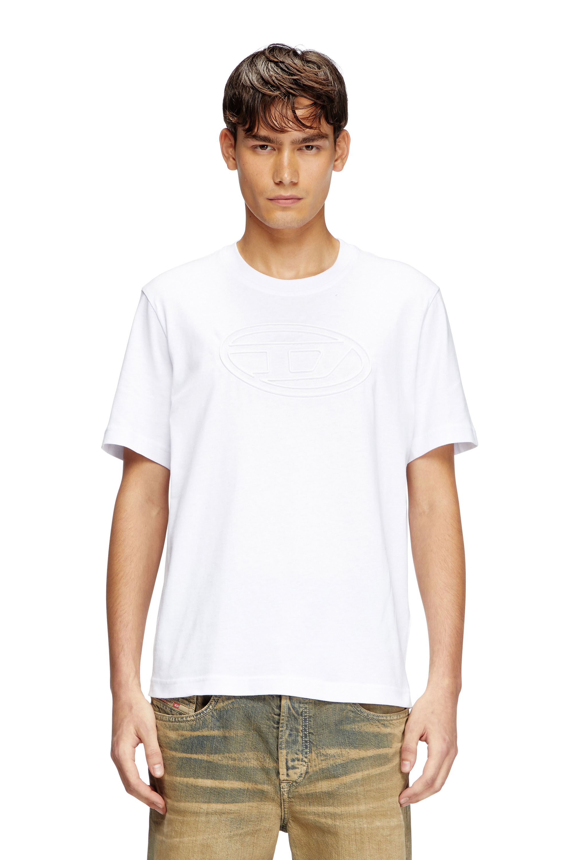 Diesel - T-shirt with embossed Oval D - T-Shirts - Man - White