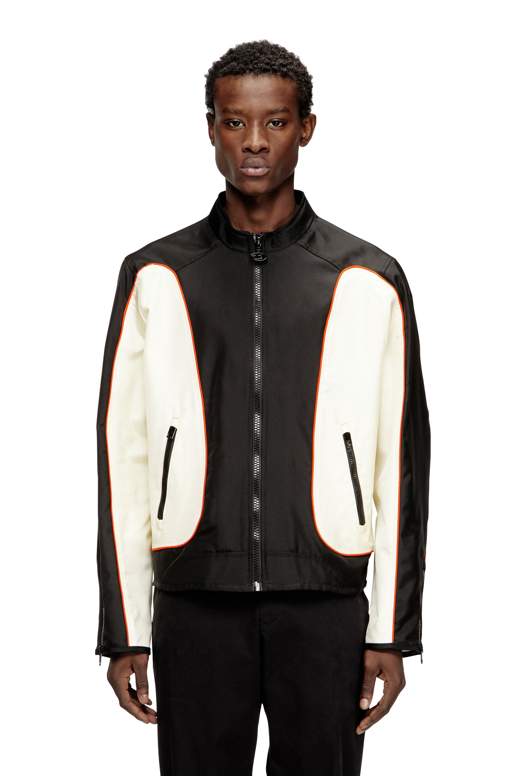 Diesel - Nylon jacket with color block and piping details - Jackets - Man - Multicolor