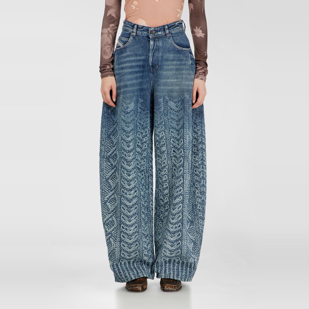 Diesel Relaxed Jeans High Waist 1987 D-Khelz, Dark blue, Button fly