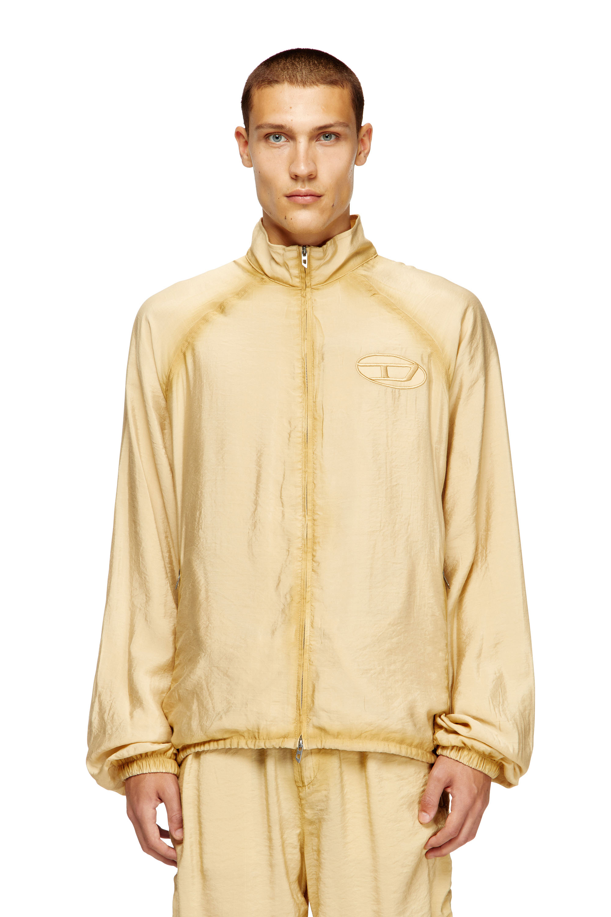 Diesel - J-HENRI-SOUVENIR, Man's Souvenir-style embroidered track jacket in Beige - 1