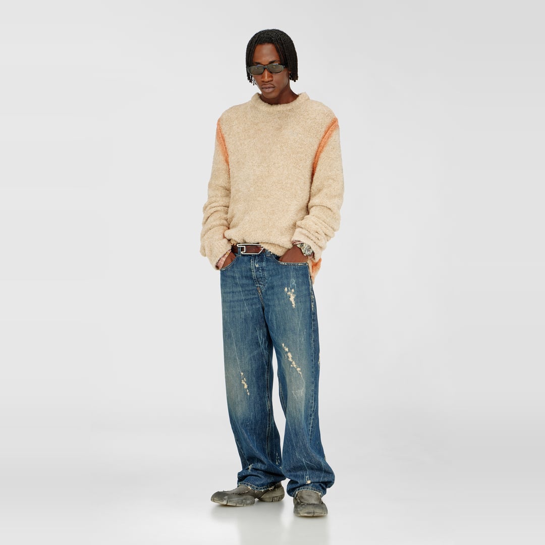 Diesel - Alpaca-blend jumper with spray-dyed seams - Knitwear - Man - Brown