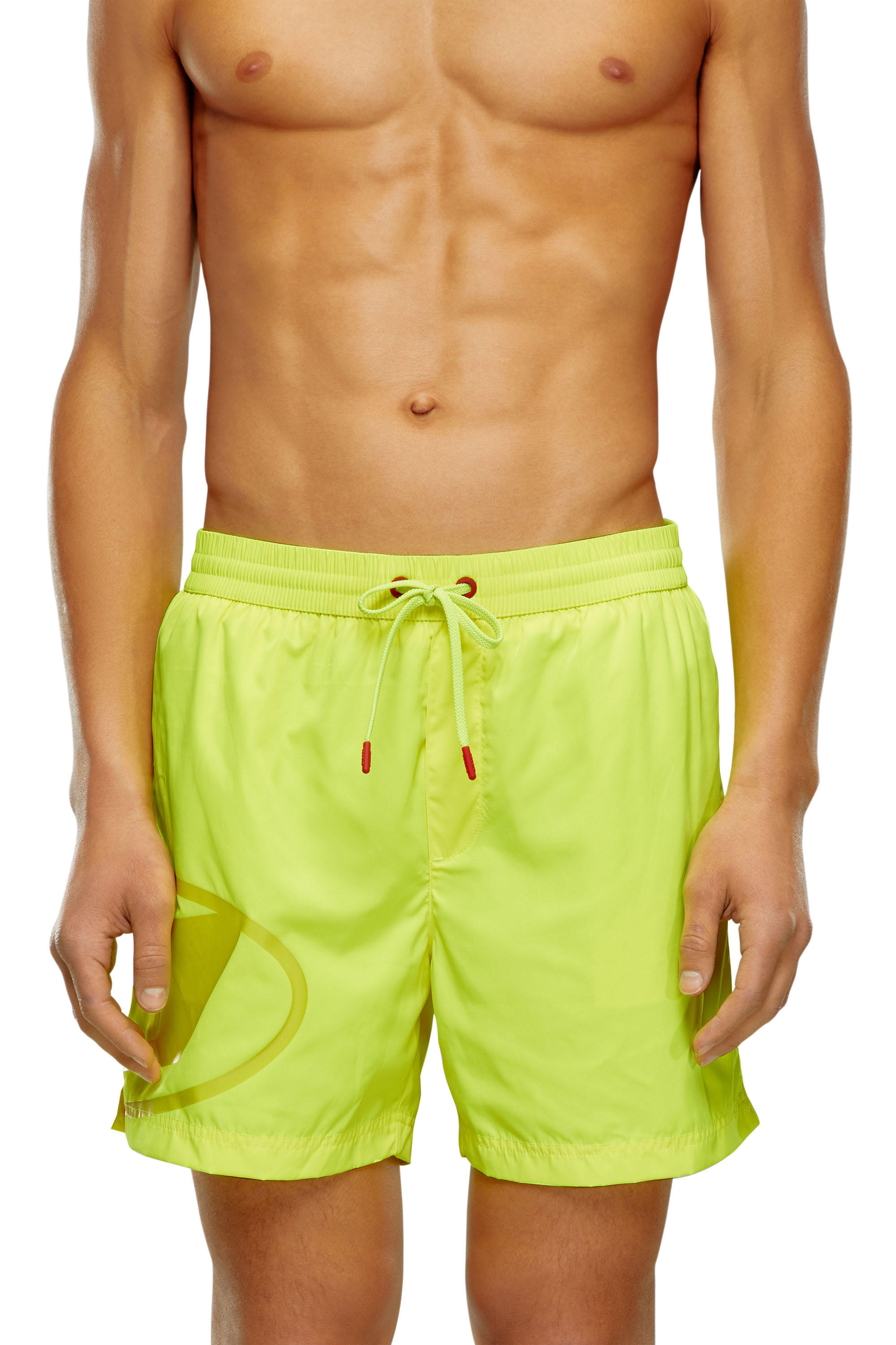 Diesel - Swim shorts with shiny Oval D logo - Boardshorts - Man - Yellow
