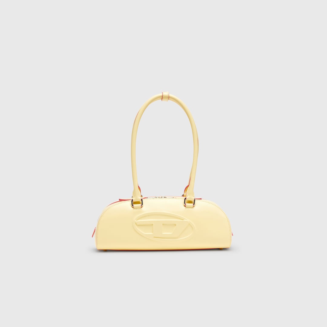 Diesel - 1DR Dome - Elongated bowling bag in leather - Shoulder Bags - Woman - Yellow