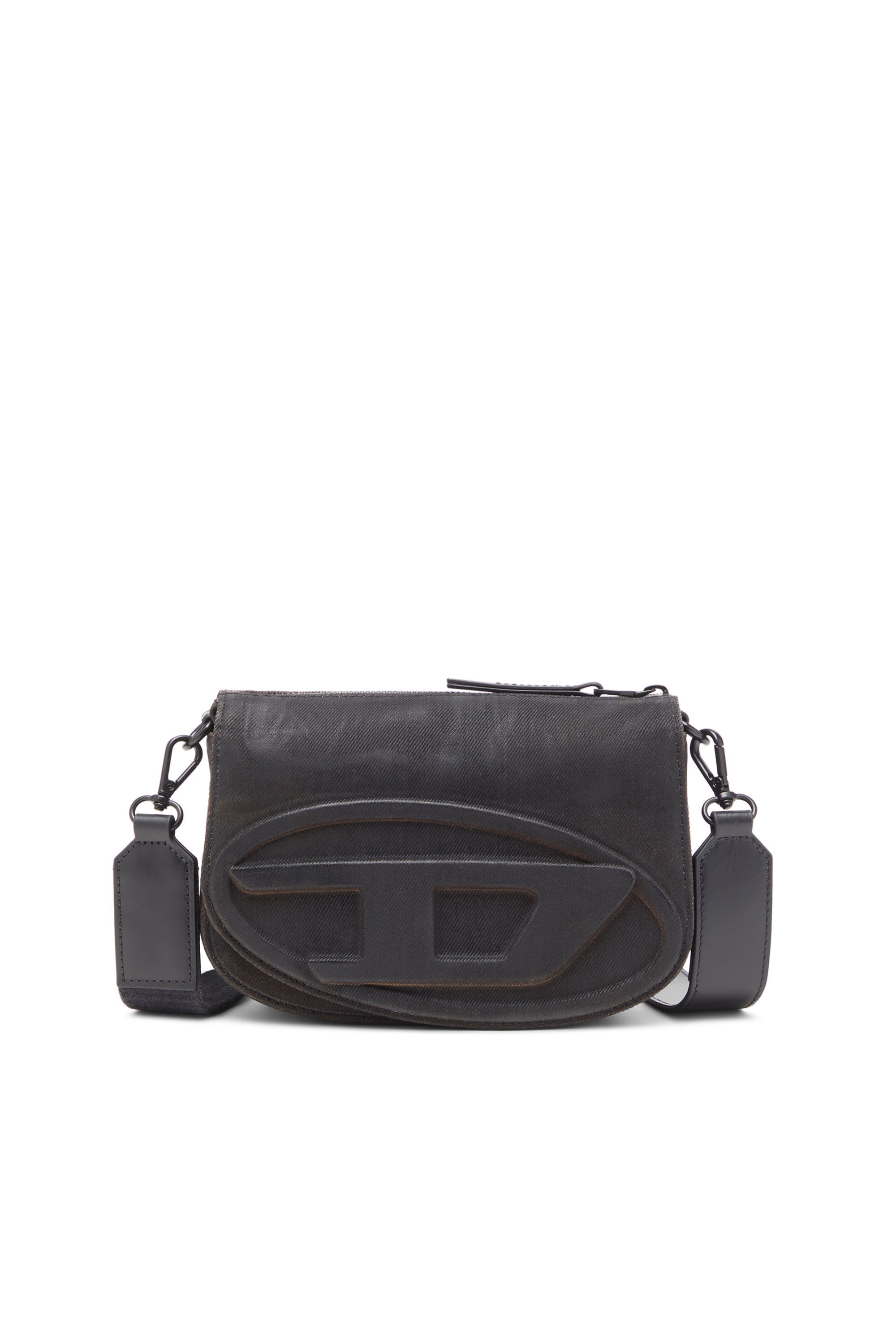 Diesel - 1DR-Camera bag in flocked denim - Crossbody Bags - Man - Black