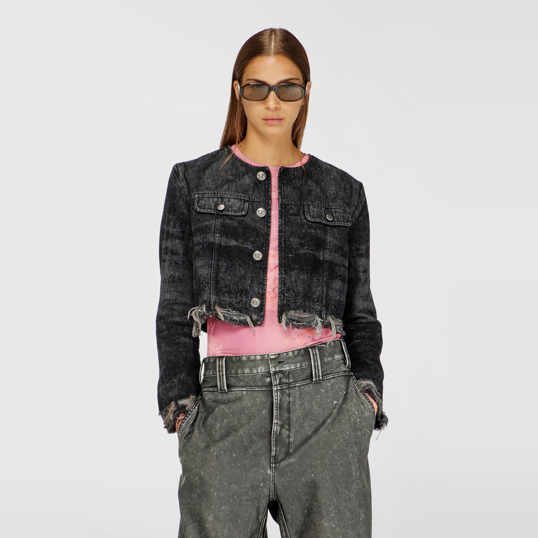 Diesel - Jacket in lasered cotton-hemp denim - Denim Jackets - Woman - Black