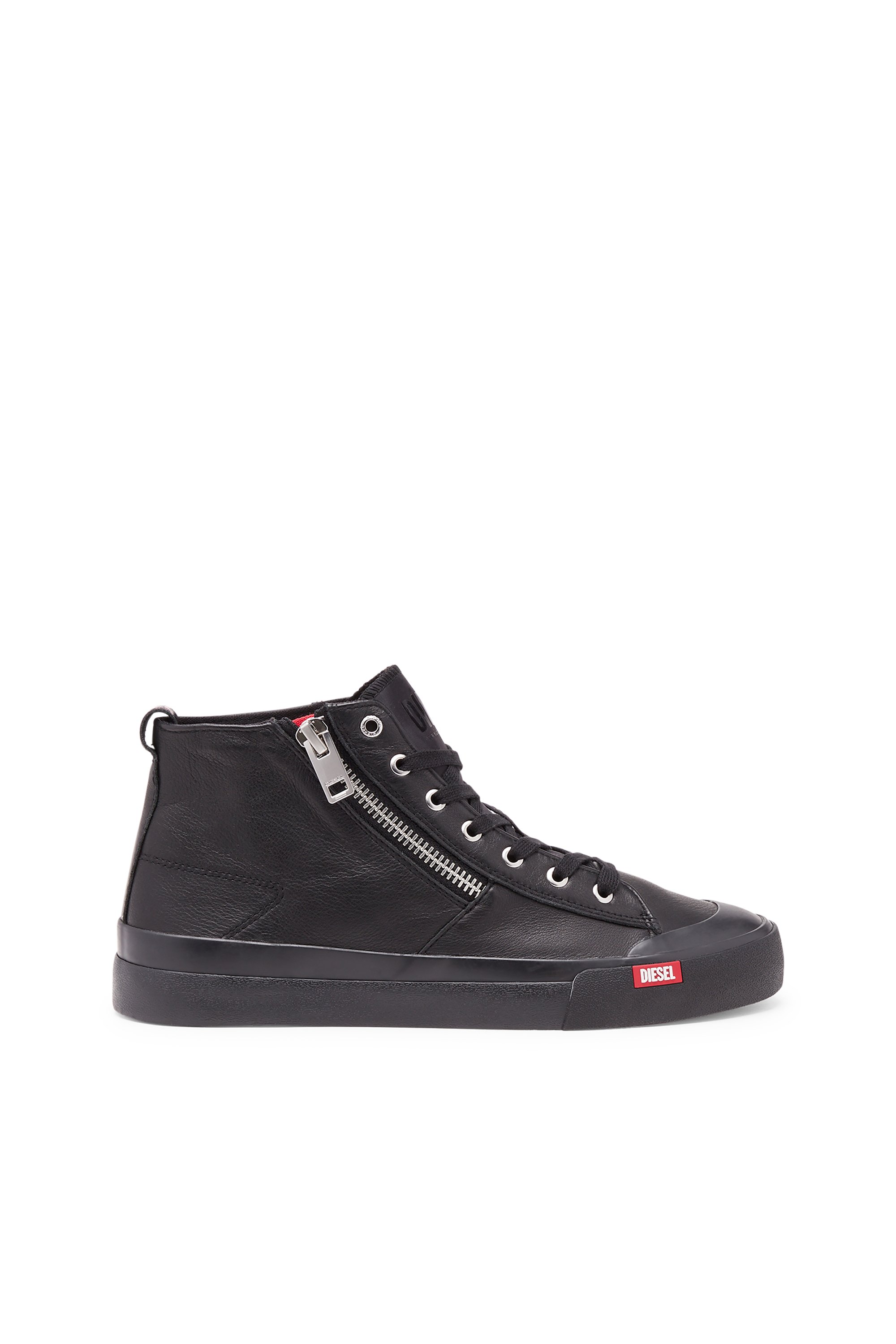 Diesel - S-Athos Zip-High-top sneakers in premium leather - Sneakers - Man - Black