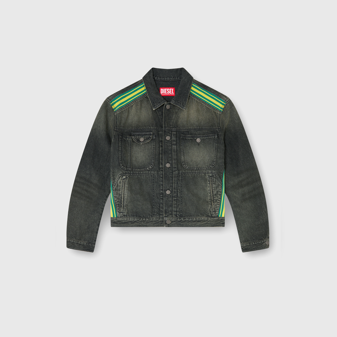 Diesel - Veste trucker avec bandes rayées sur les épaules - Vestes en denim - Homme - Gris