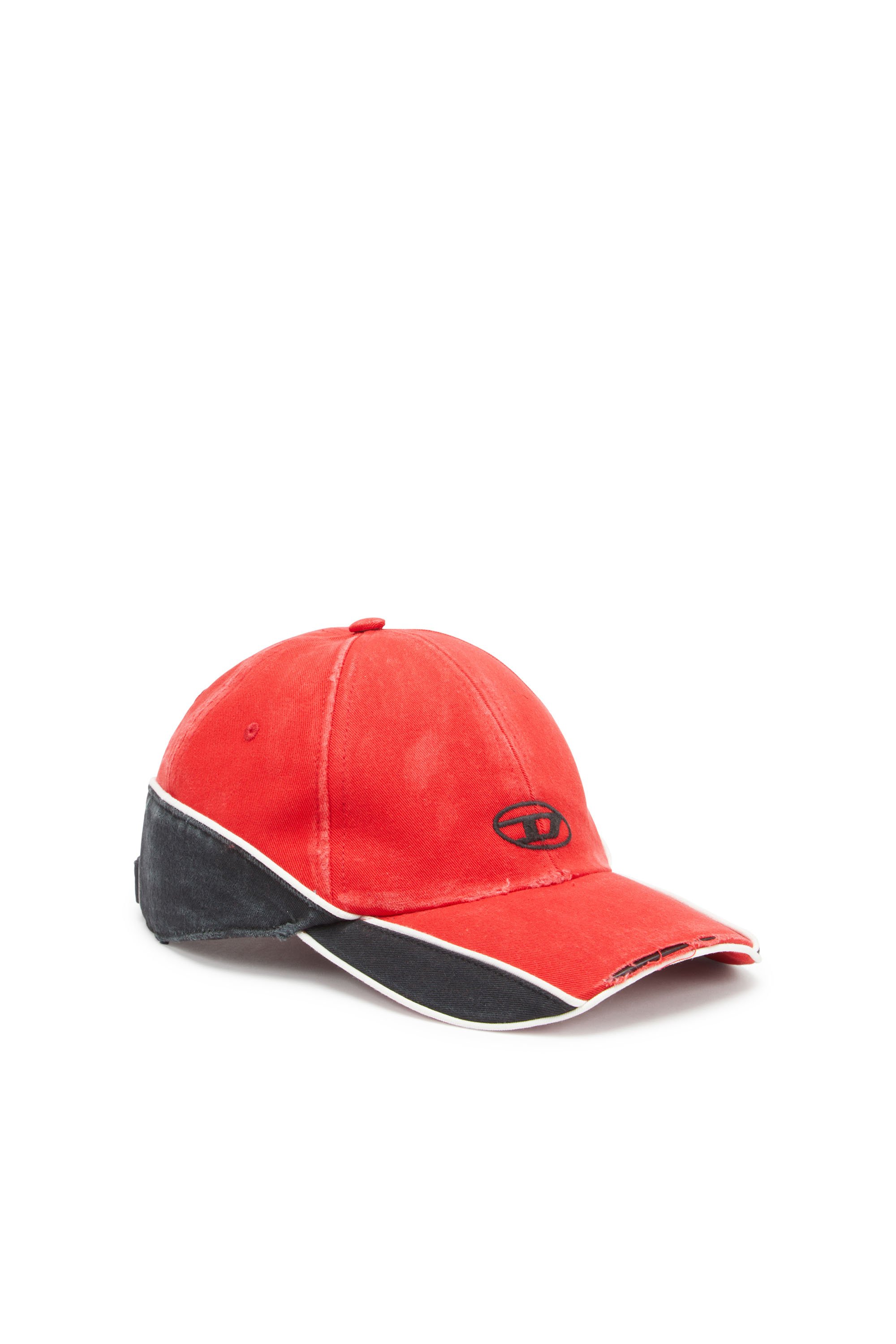 Diesel - Gorra de béisbol desgastada con bloques de color - Gorras - Hombre - Rojo