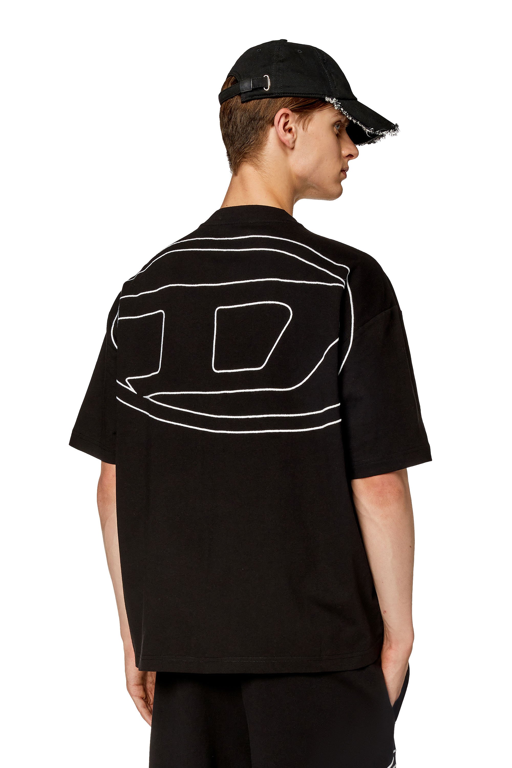 Diesel - T-shirt with maxi oval D embroidery - T-Shirts - Man - Black