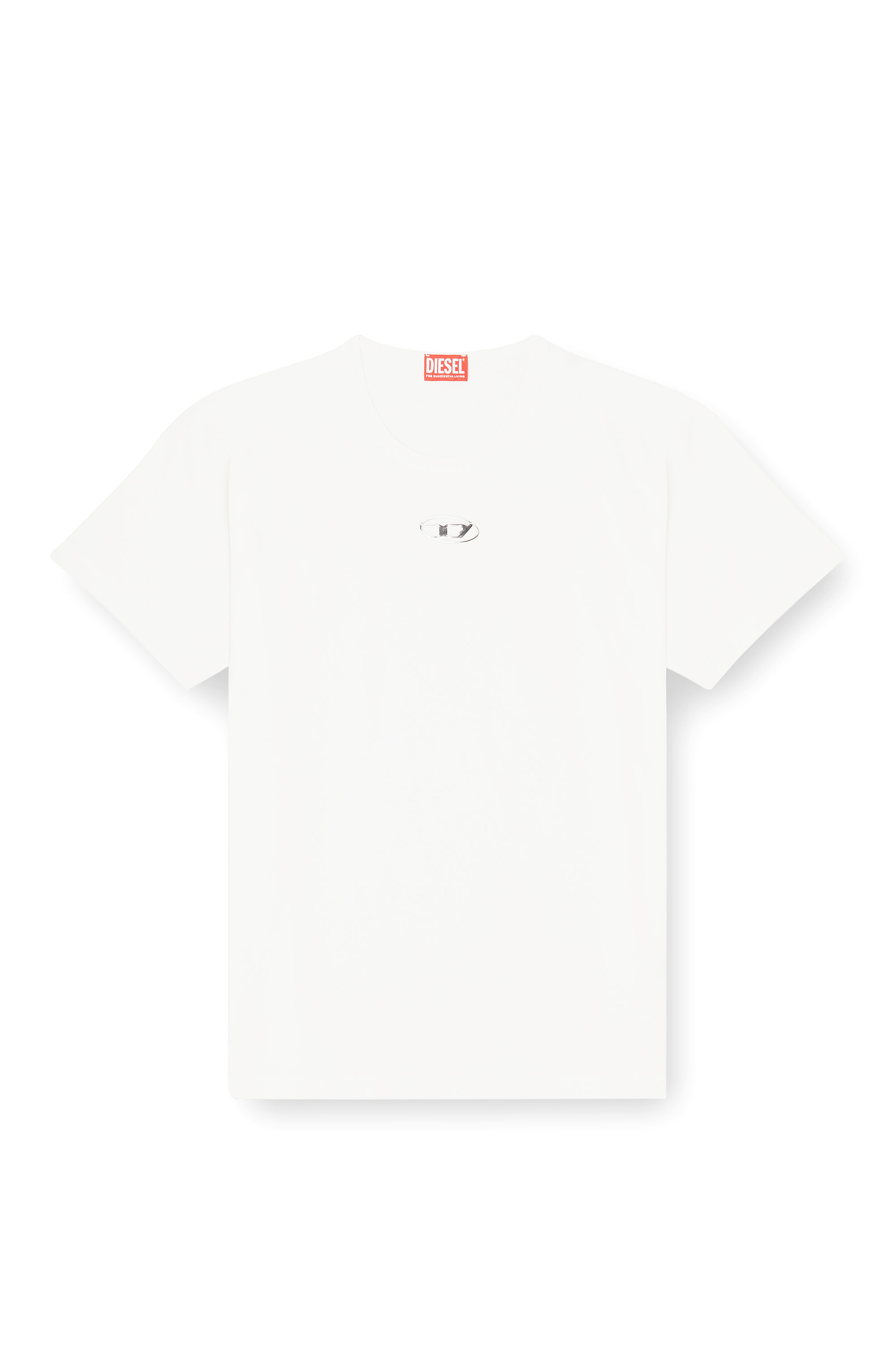 Diesel - T-NORM-IOD, Man's Light cotton T-shirt with metallic Oval D logo in White - 3