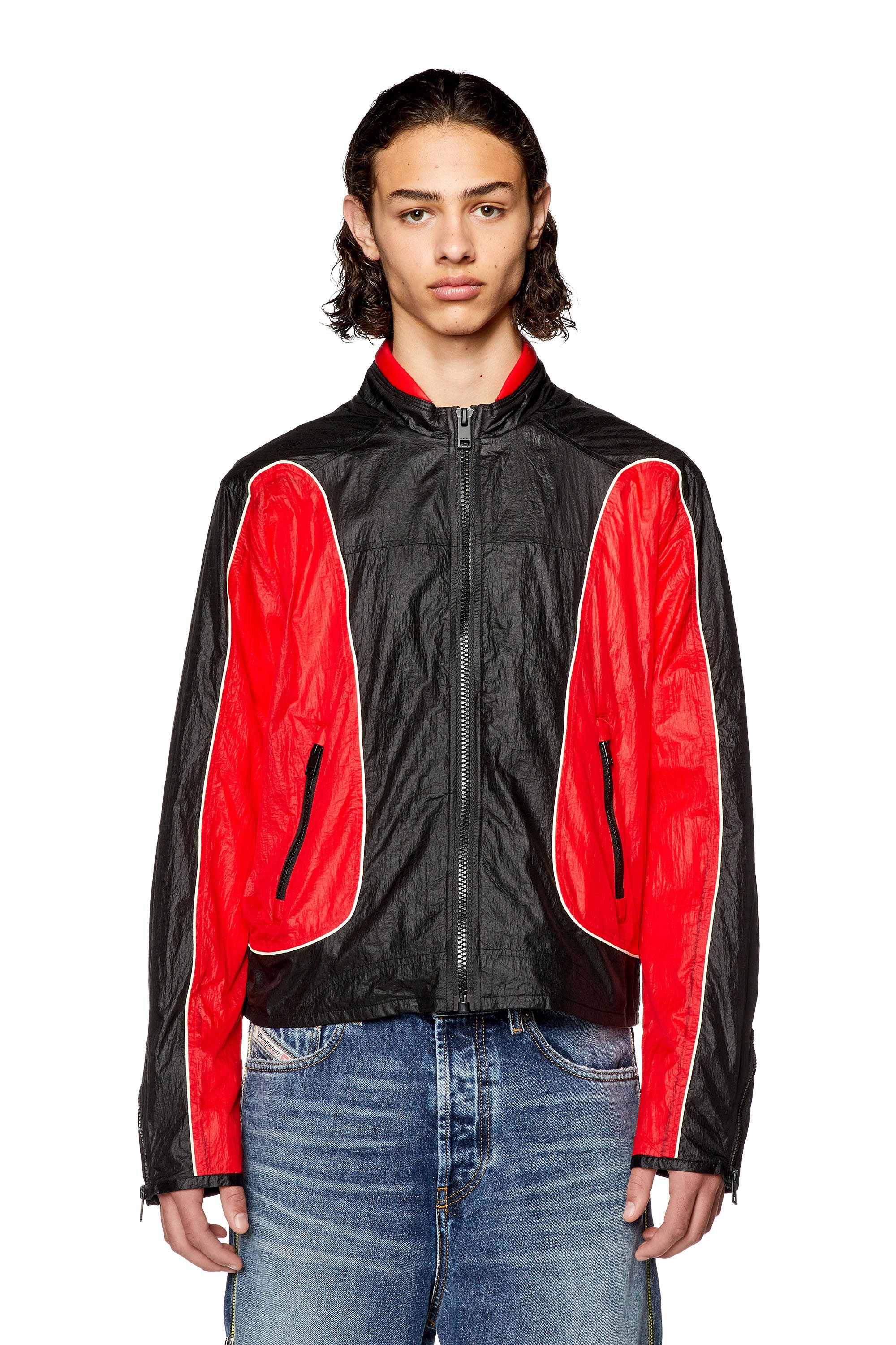 Shop Diesel Nylon Jacket With Contrast Detailing In Multicolor