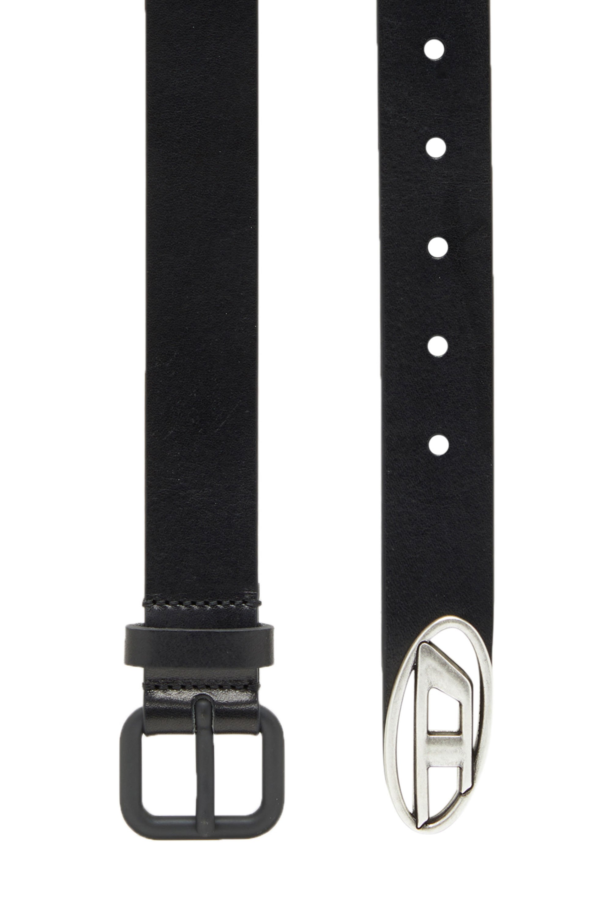 Shop Diesel Leather Belt With Oval D Logo In Black