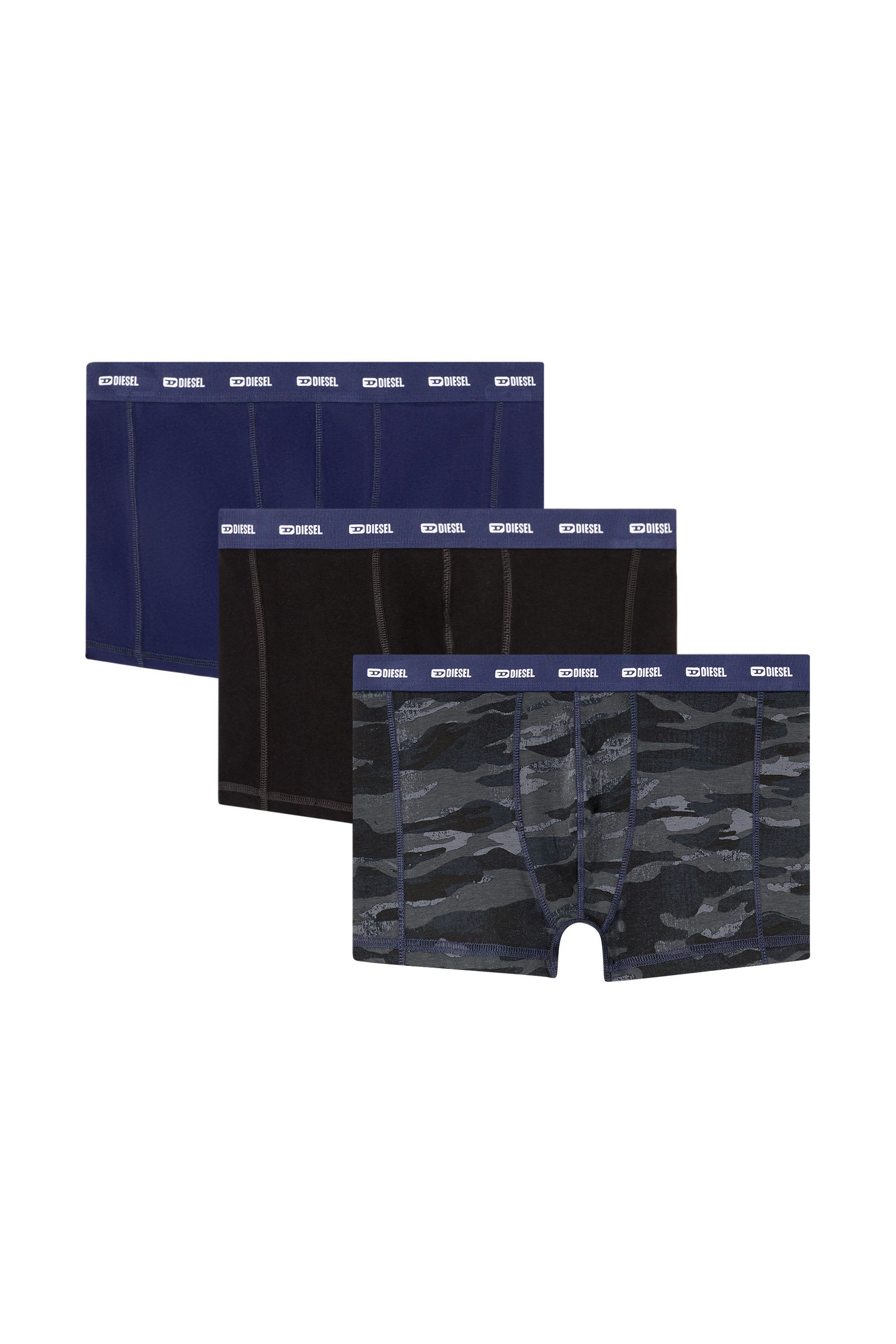 Diesel - DAMIEN-UTLT-3PACK, Man's 3-pack of boxer briefs plain and camo in Black/Blue - 1
