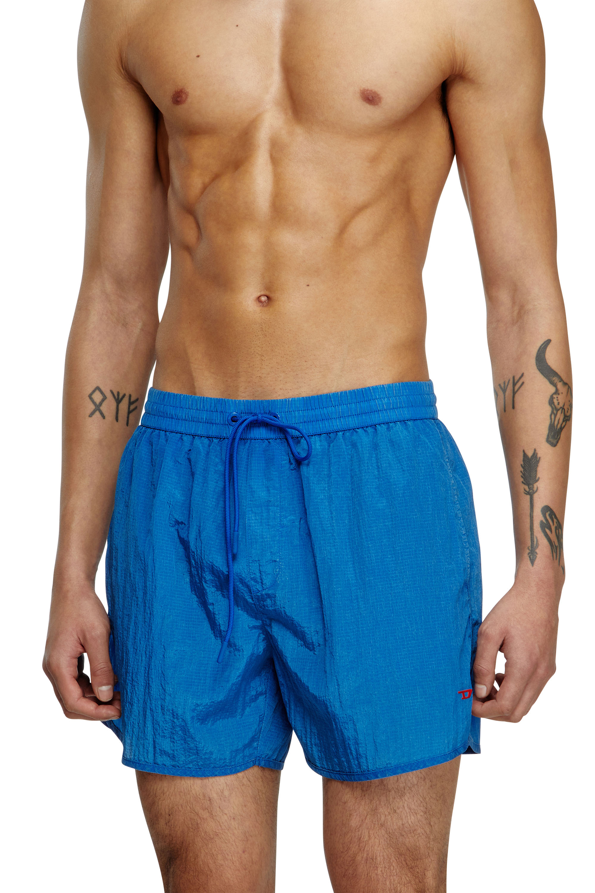 Diesel - Mid-length swim shorts in treated ripstop - Swim shorts - Man - Blue