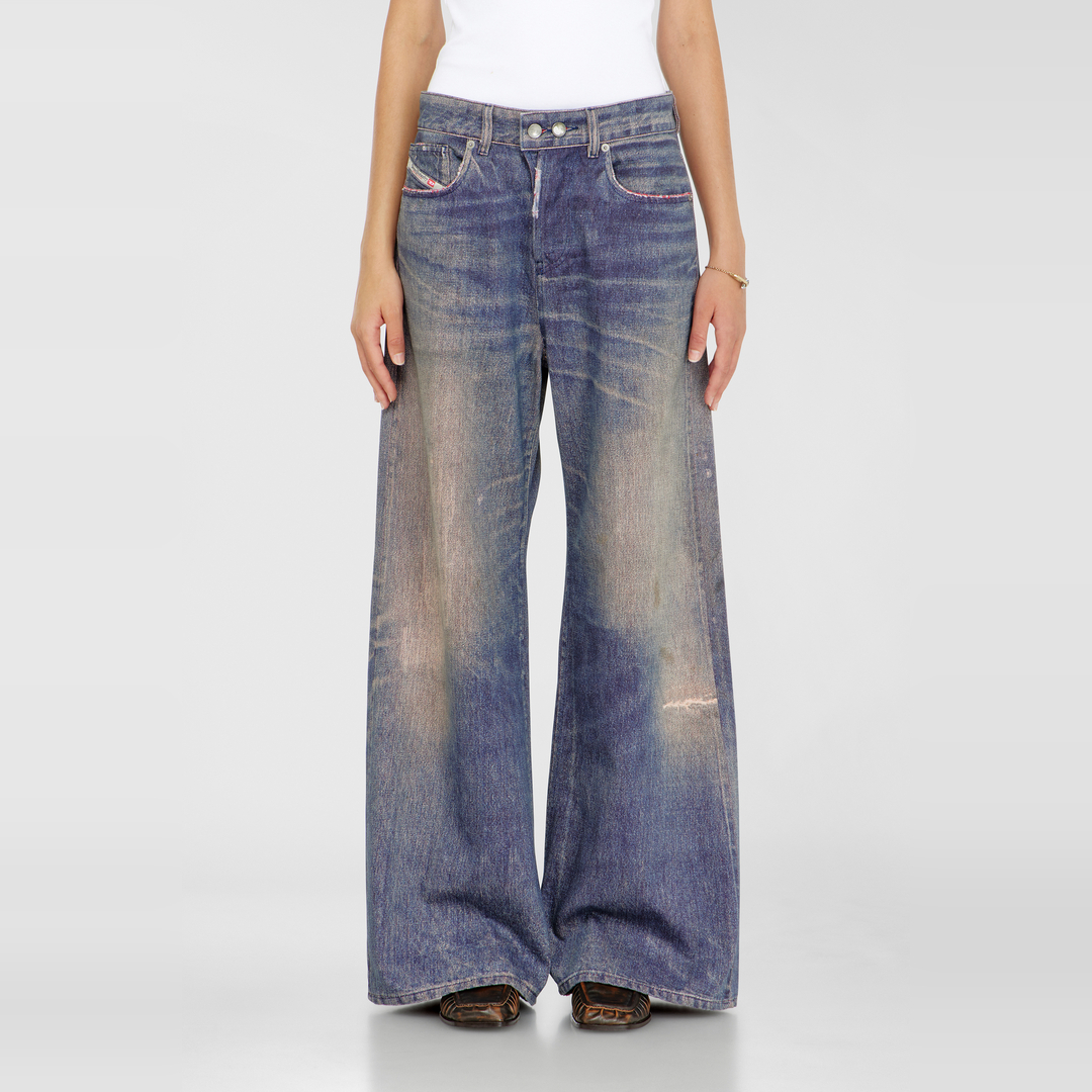 Diesel Jeans Relaxed Taille Basse 1996 D-Sire, Bleu foncé, Fermeture boutonnée