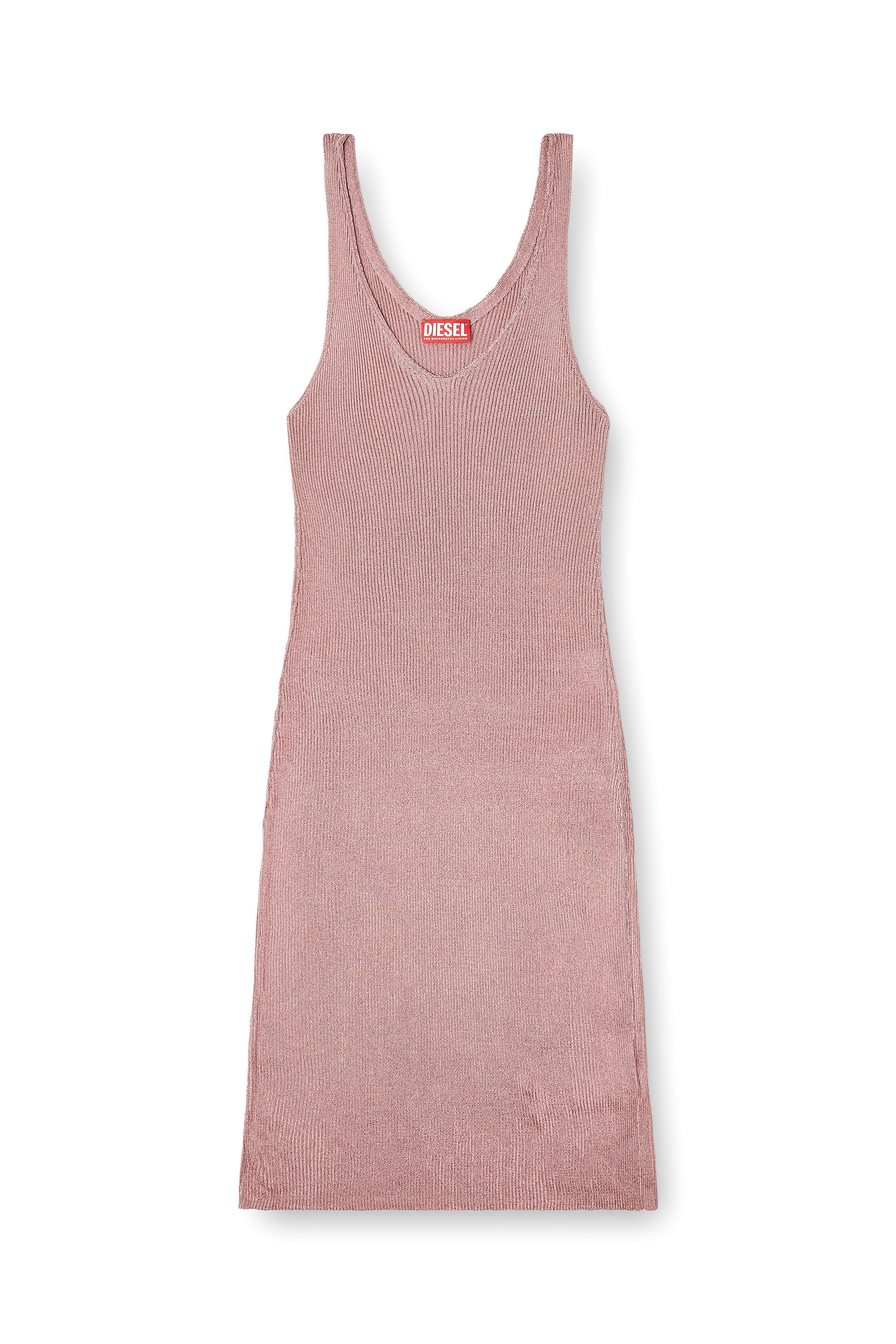 Diesel - M-DELOCA, Woman's Midi dress in metallic ribbed knit in Pink - 3