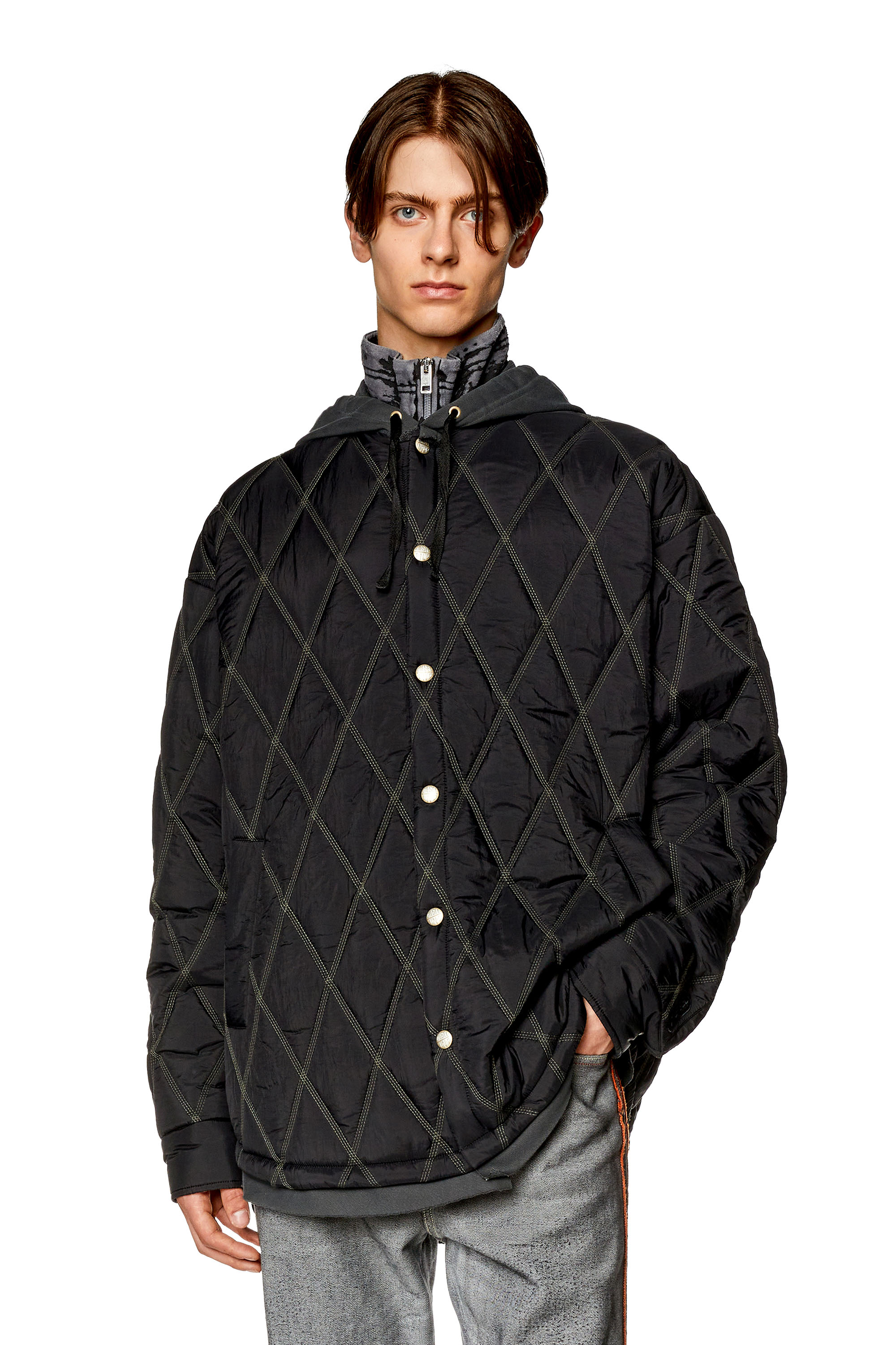 Diesel - Quilted jacket in quilted nylon - Jackets - Man - Black