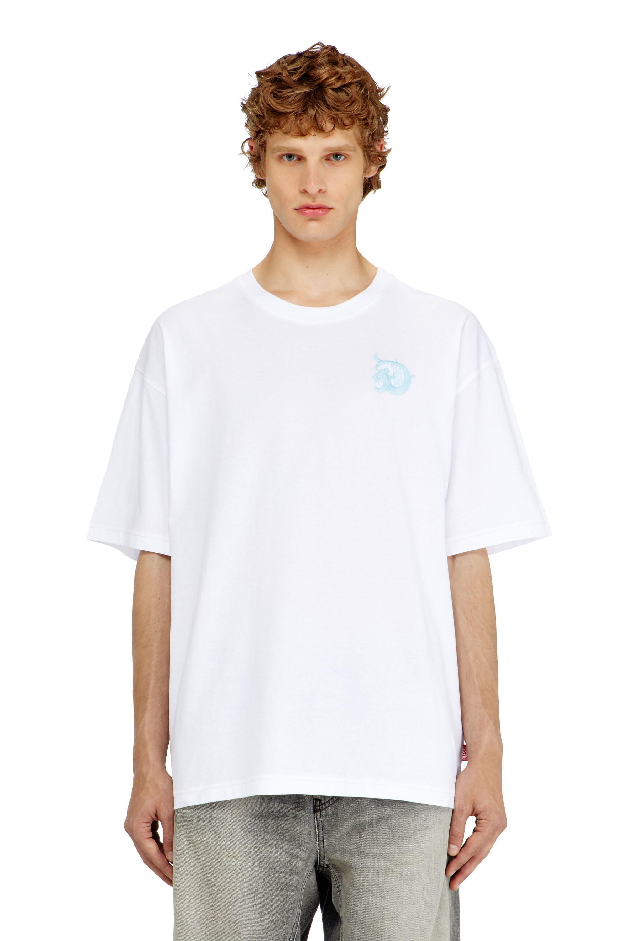 Diesel - Jersey T-shirt with flocked print - T-Shirts - Man - White