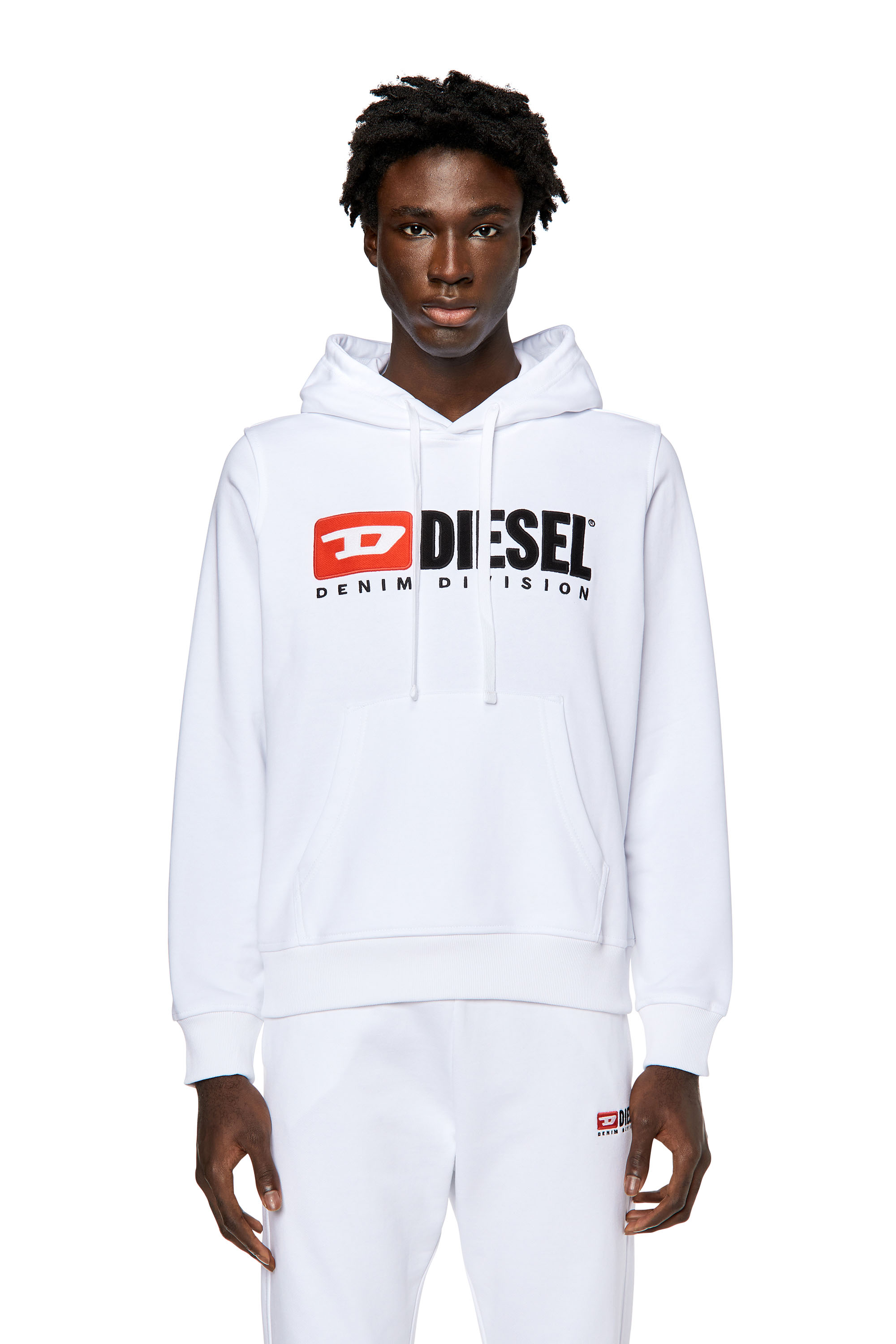Diesel - Sweat-shirt à capuche avec logo appliqué - Pull Cotton - Homme - Blanc