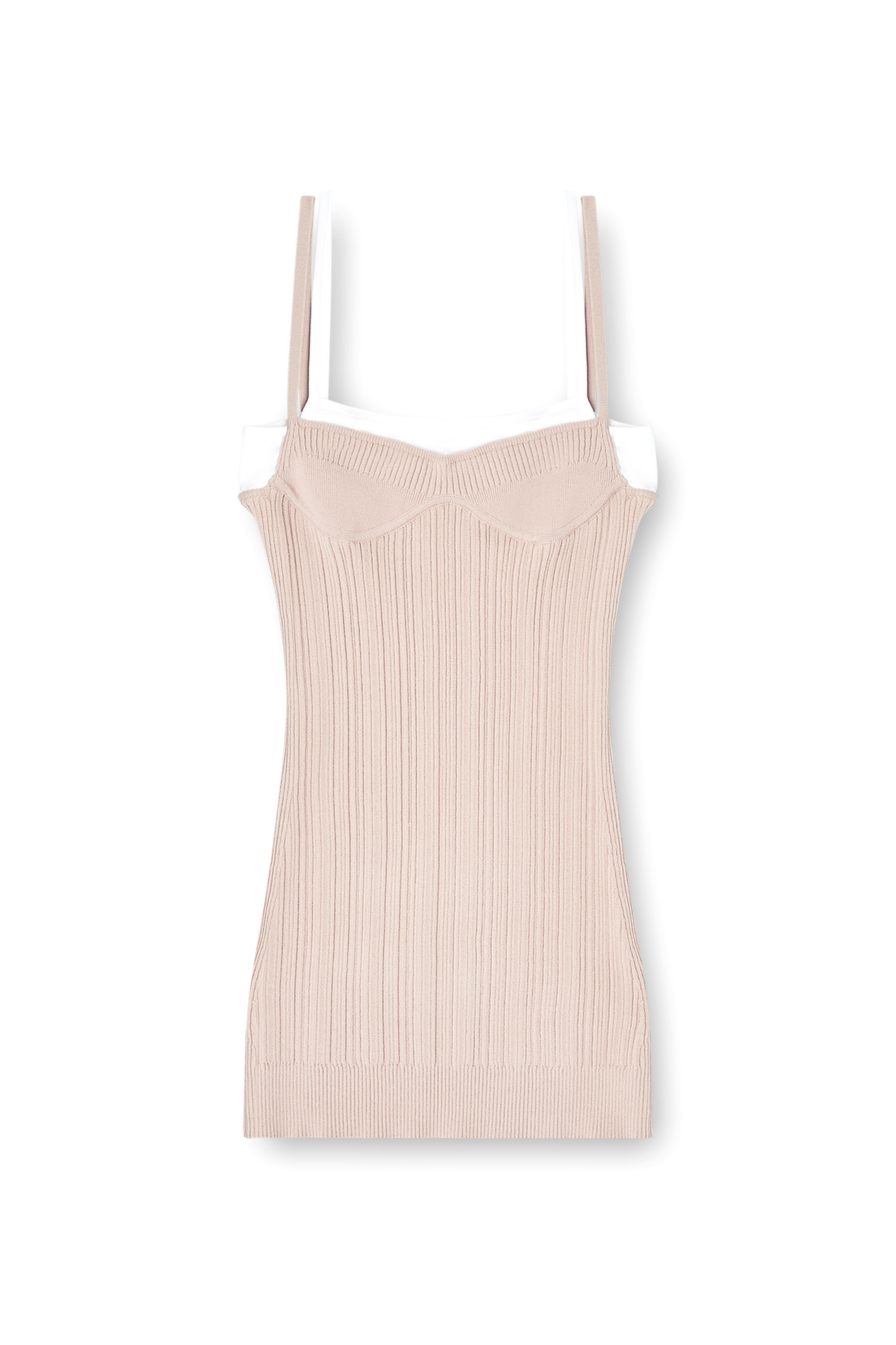 Diesel - M-ZANDRA, Woman's Knit tank dress with layered effect in Pink - 3