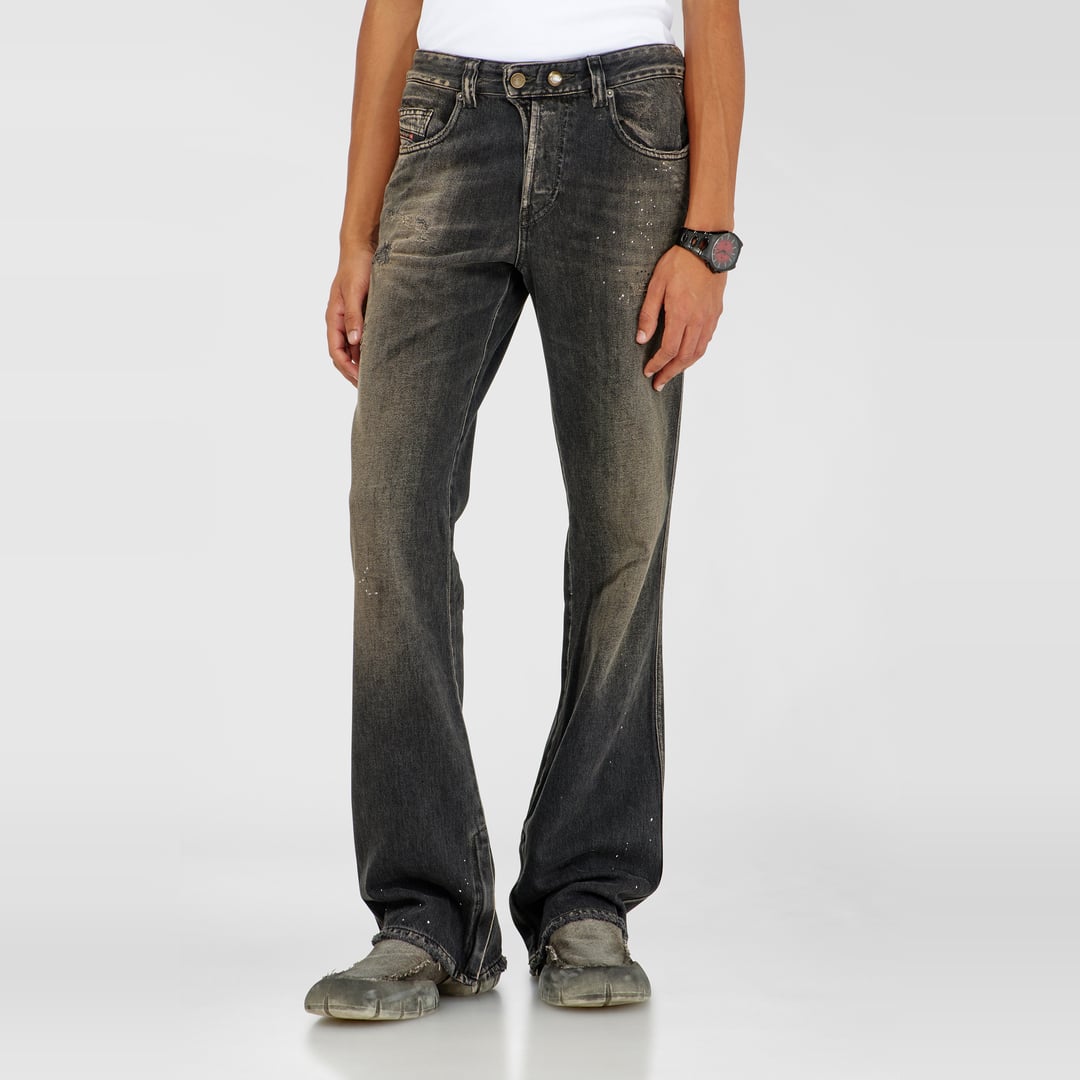 Diesel Bootcut Jeans Regular Waist 1998 D-Buck, Black/Dark grey, Button fly