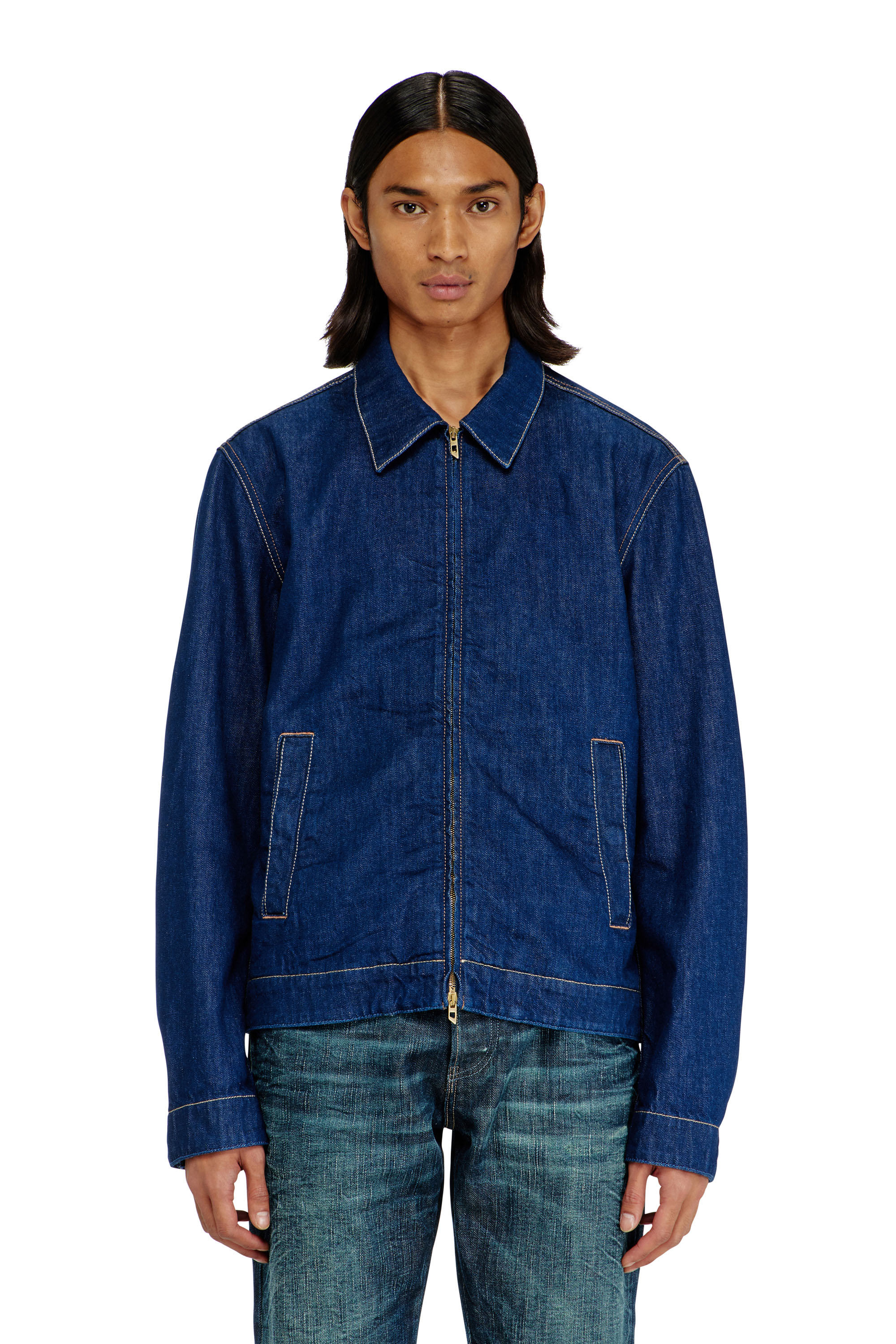 Diesel - Coach jacket in rinse denim - Denim Jackets - Man - Blue
