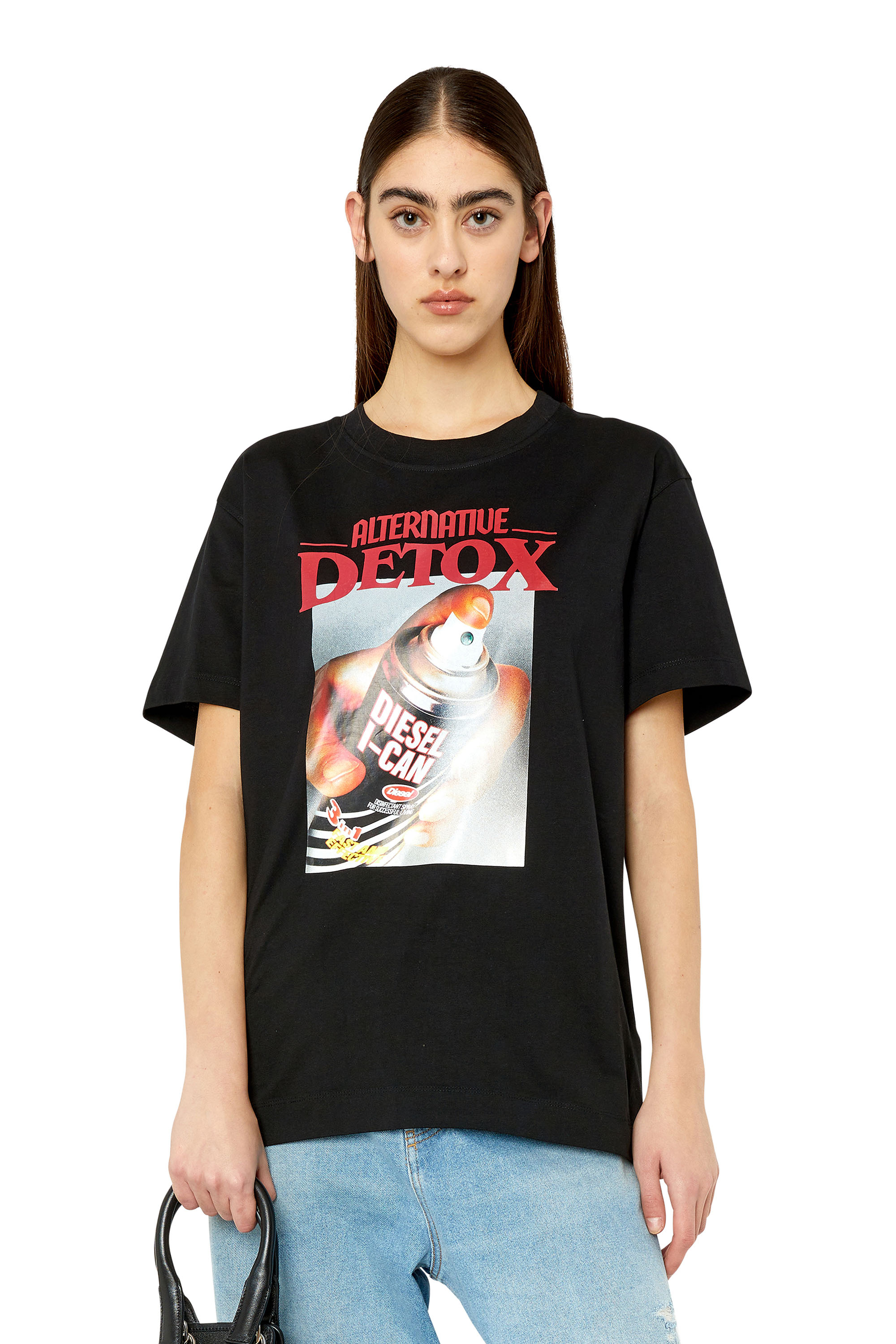 Diesel - T-shirt oversize con stampa bomboletta - T-Shirts - Donna - Nero