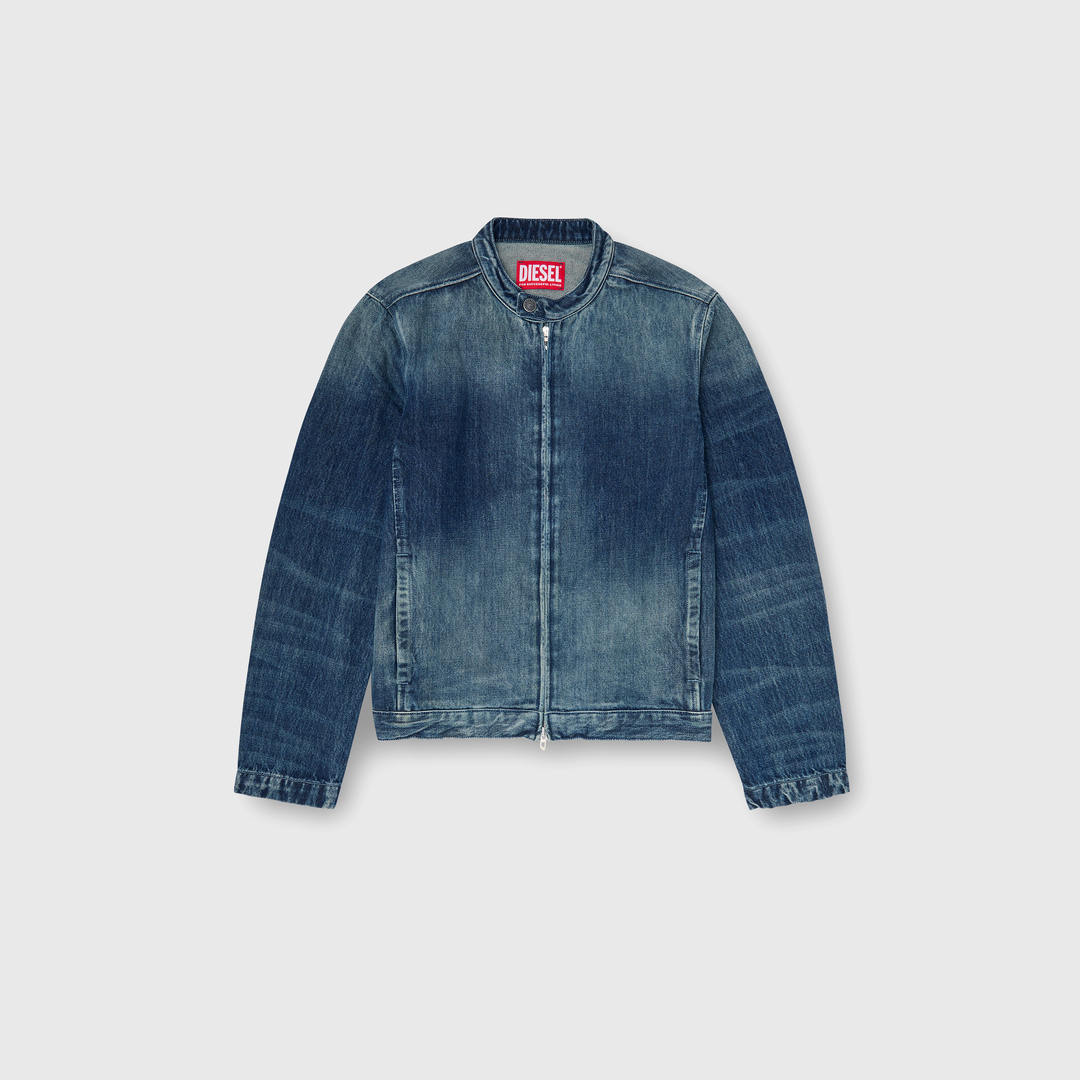 Diesel Blu Uomo - Giacca Moto In Denim - Giacche In Denim Grande