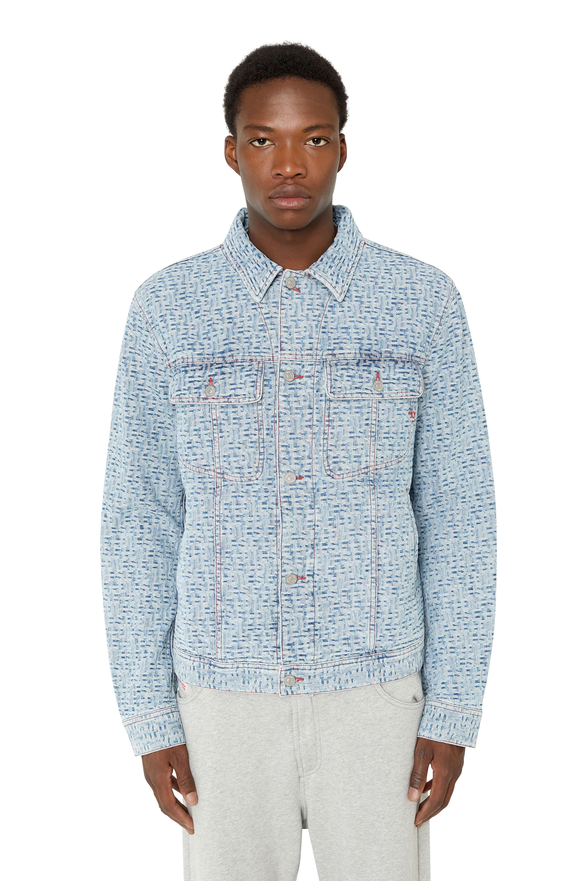 Diesel Regular-fit Monogram Trucker Jacket In Blu