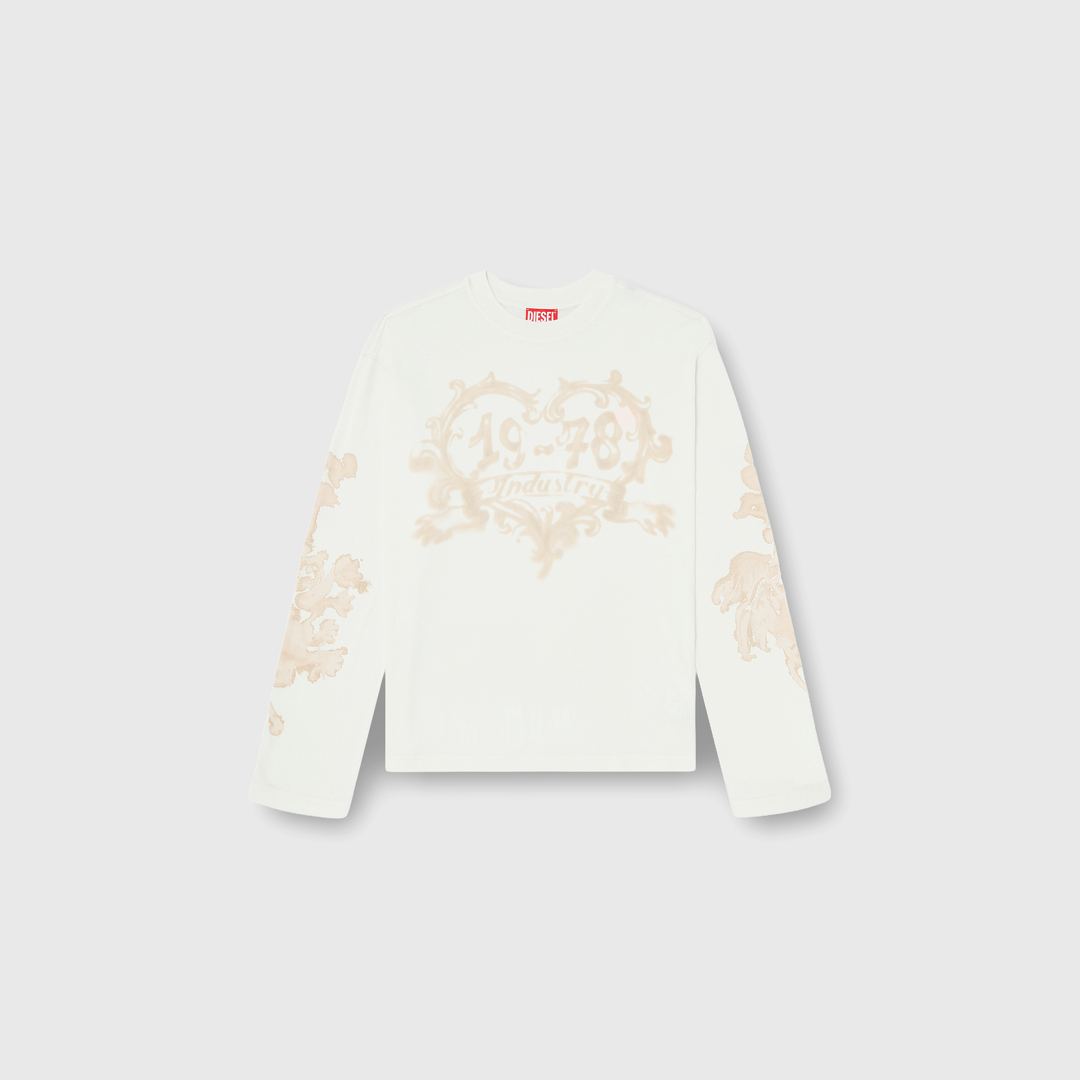 Diesel - T-shirt à manches longues en coton avec imprimé graphique - T-Shirts - Femme - Polychrome