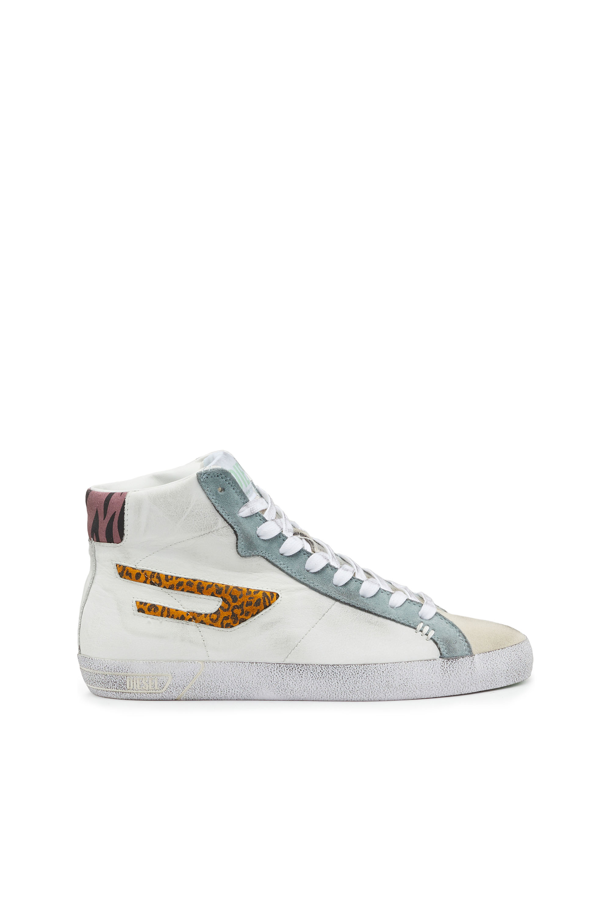 Diesel High-top Sneakers With Animalier Panels In Multicolor