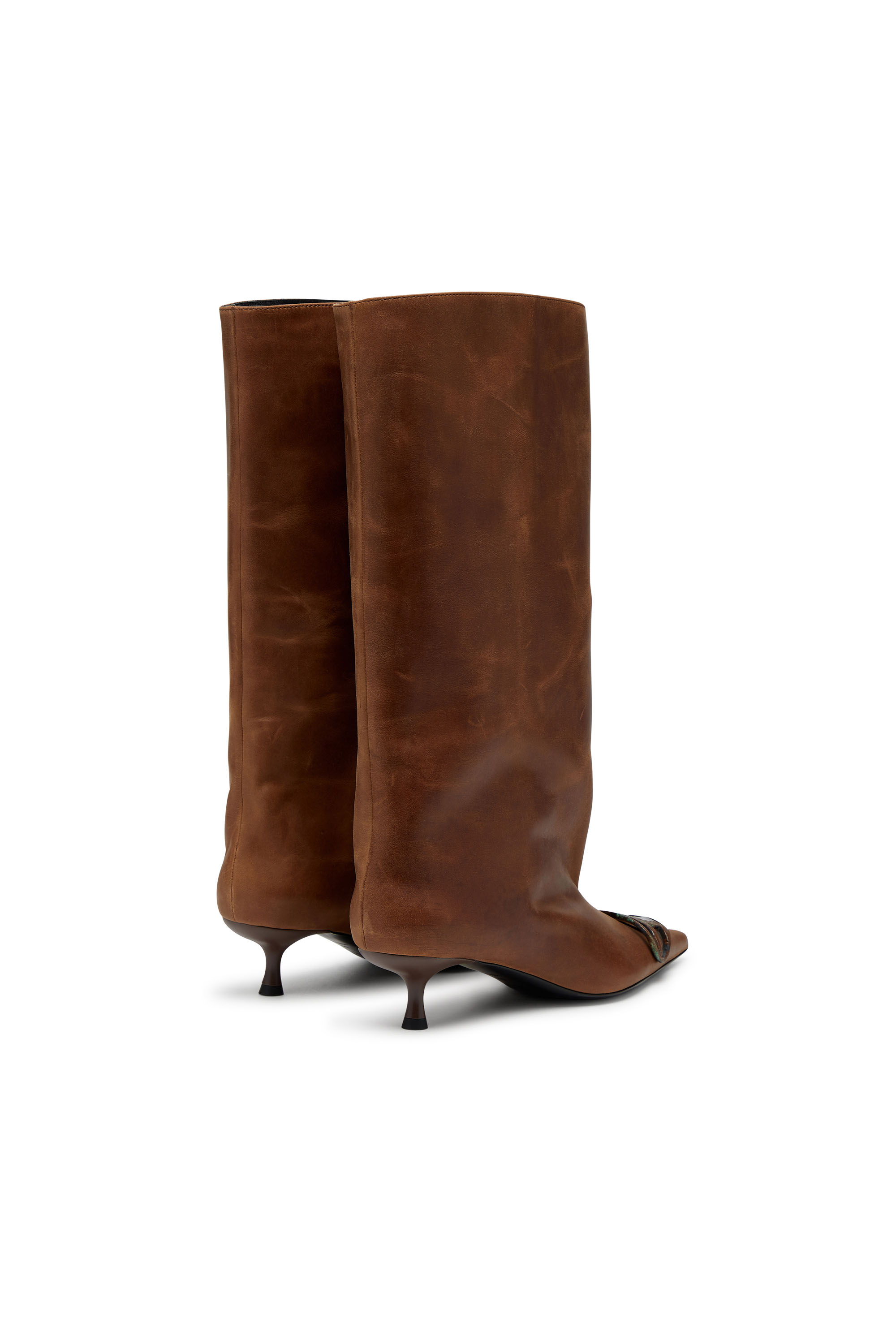 Diesel - D-VENUS 40 KB TUBE, Woman's D-Venus-Knee-high boots in oiled leather in Brown - 4