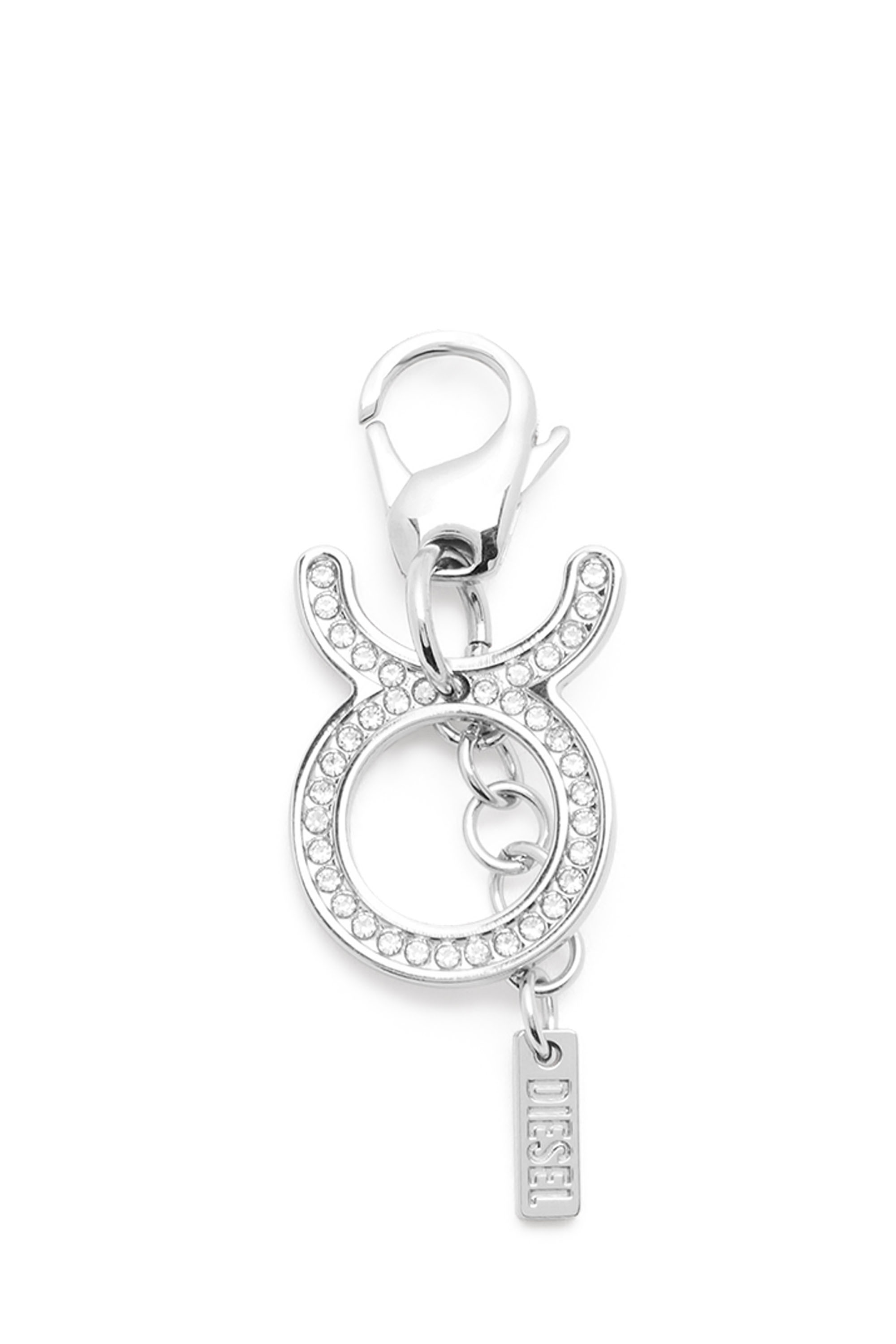 Diesel Unisex Silver - Metal Taurus Charm With Rhinestones - Charms And Keyrings Uni
