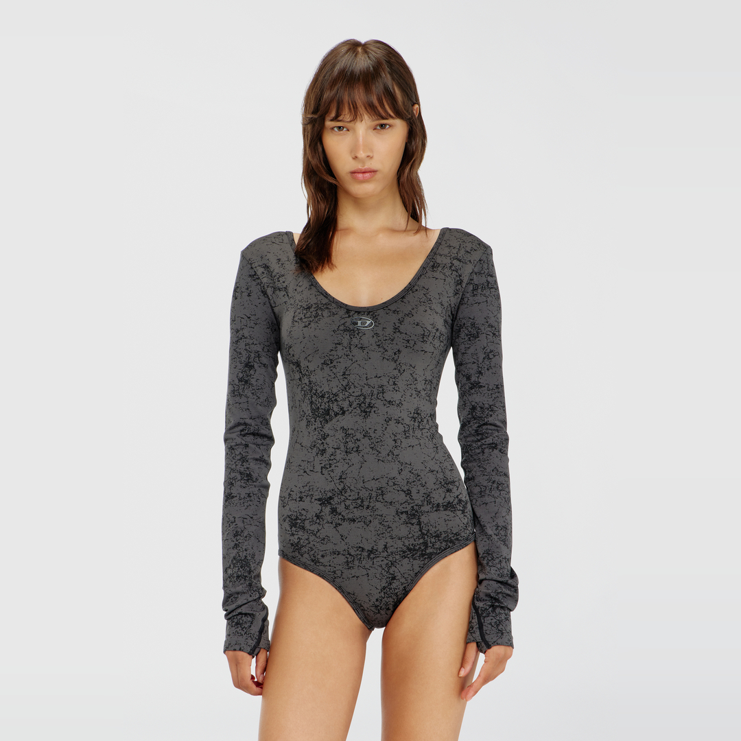 Diesel - Open-back bodysuit with utilitarian print - Bodysuits - Woman - Black