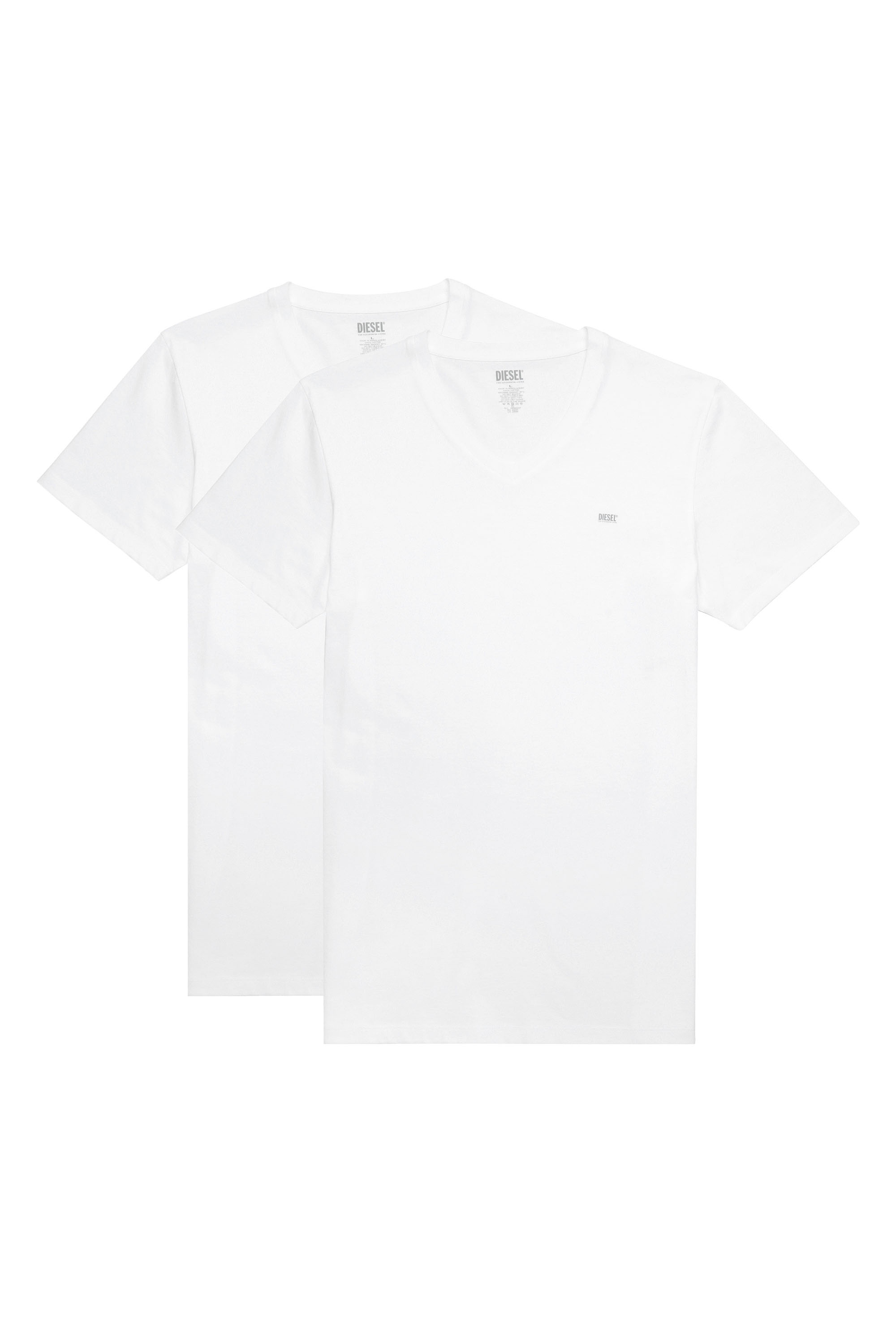 Diesel - Set di due T-shirt con scollo a V e logo stampato - Tops - Uomo - Bianco