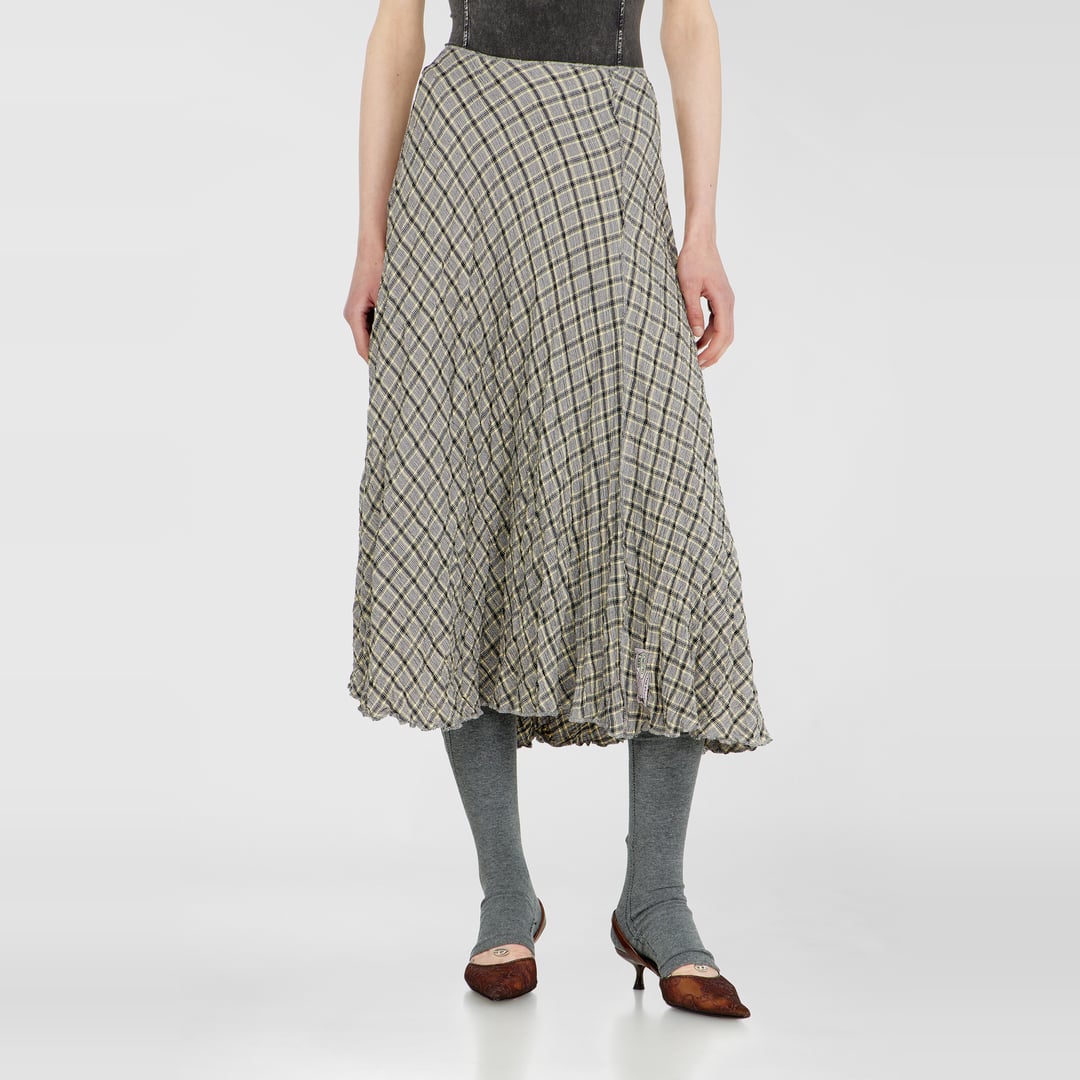 Diesel - Midi skirt in seersucker-effect check - Skirts - Woman - Grey