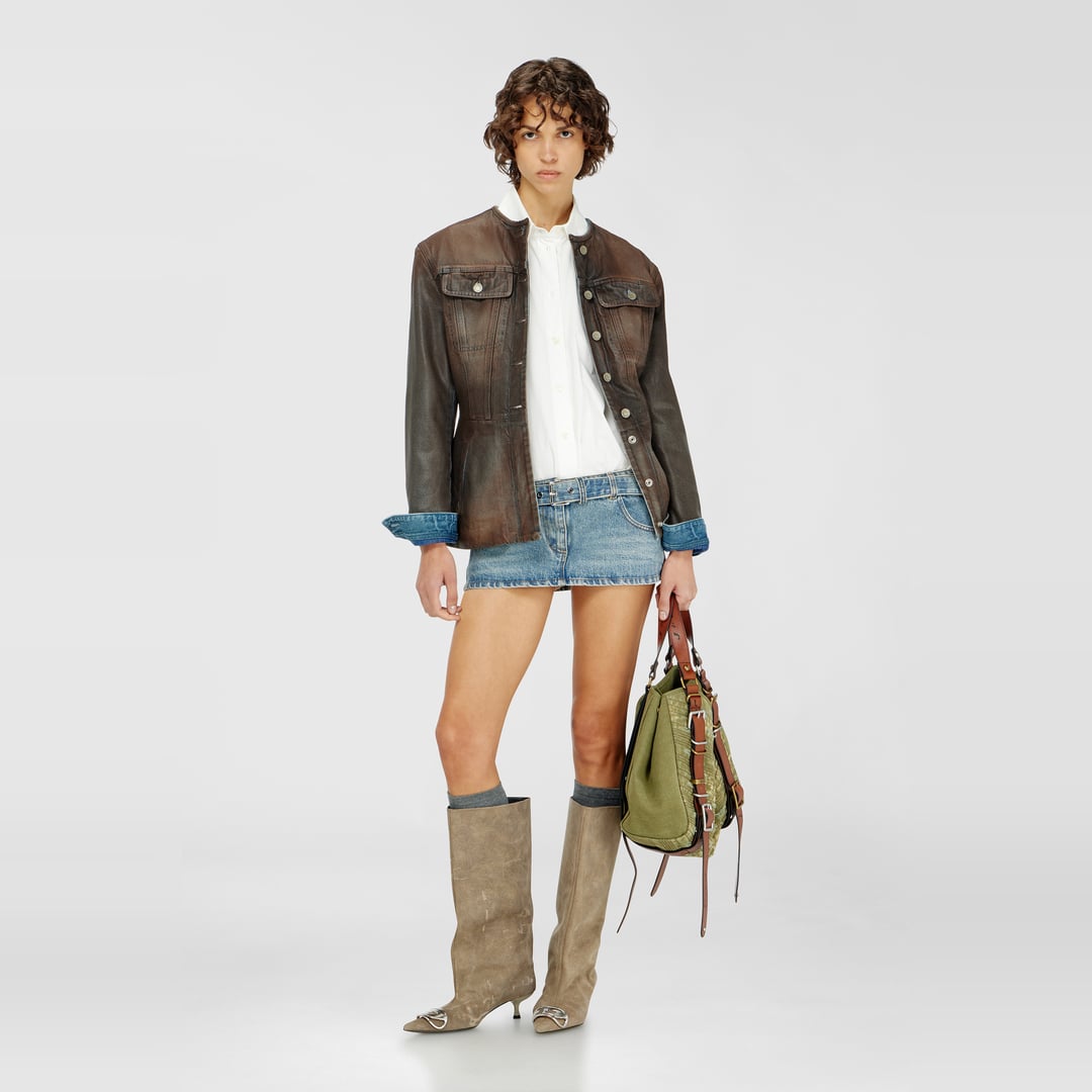 Diesel - Mini shirt dress with trompe-l'ail sections - Dresses - Woman - Multicolor