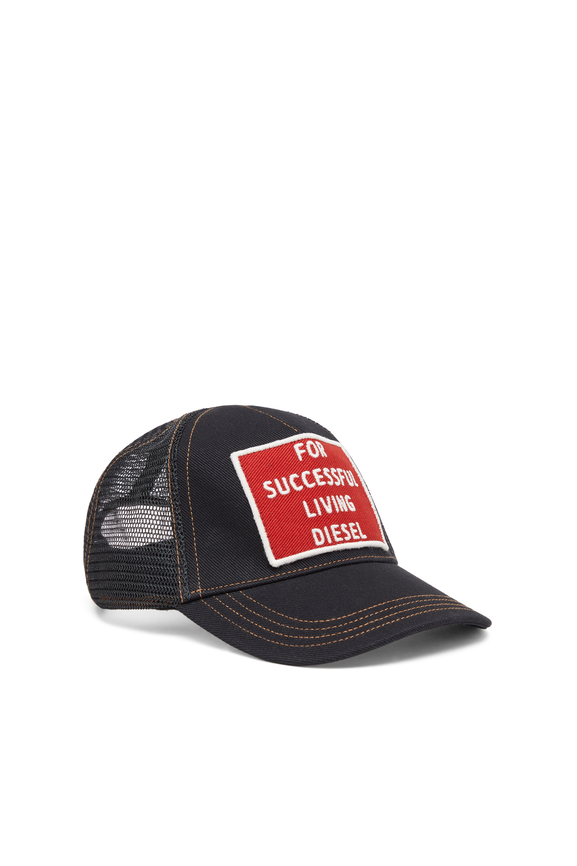 Diesel - C-MESHYFLY-20TH, Man's Cotton cap with mesh back and logo in Black/Red - 1