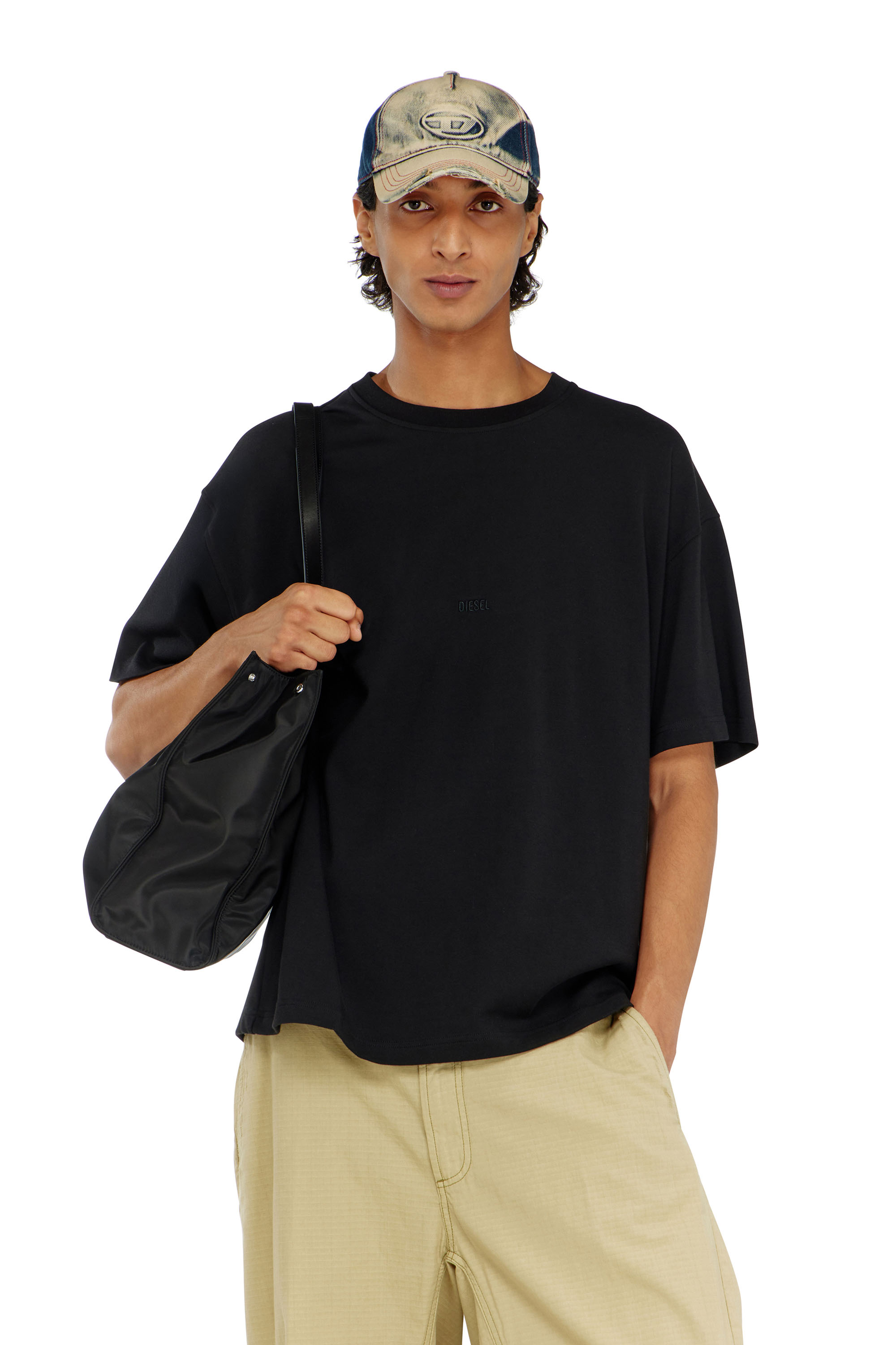 Diesel - Cotton-interlock T-shirt with logo embroidery - T-Shirts - Man - Black