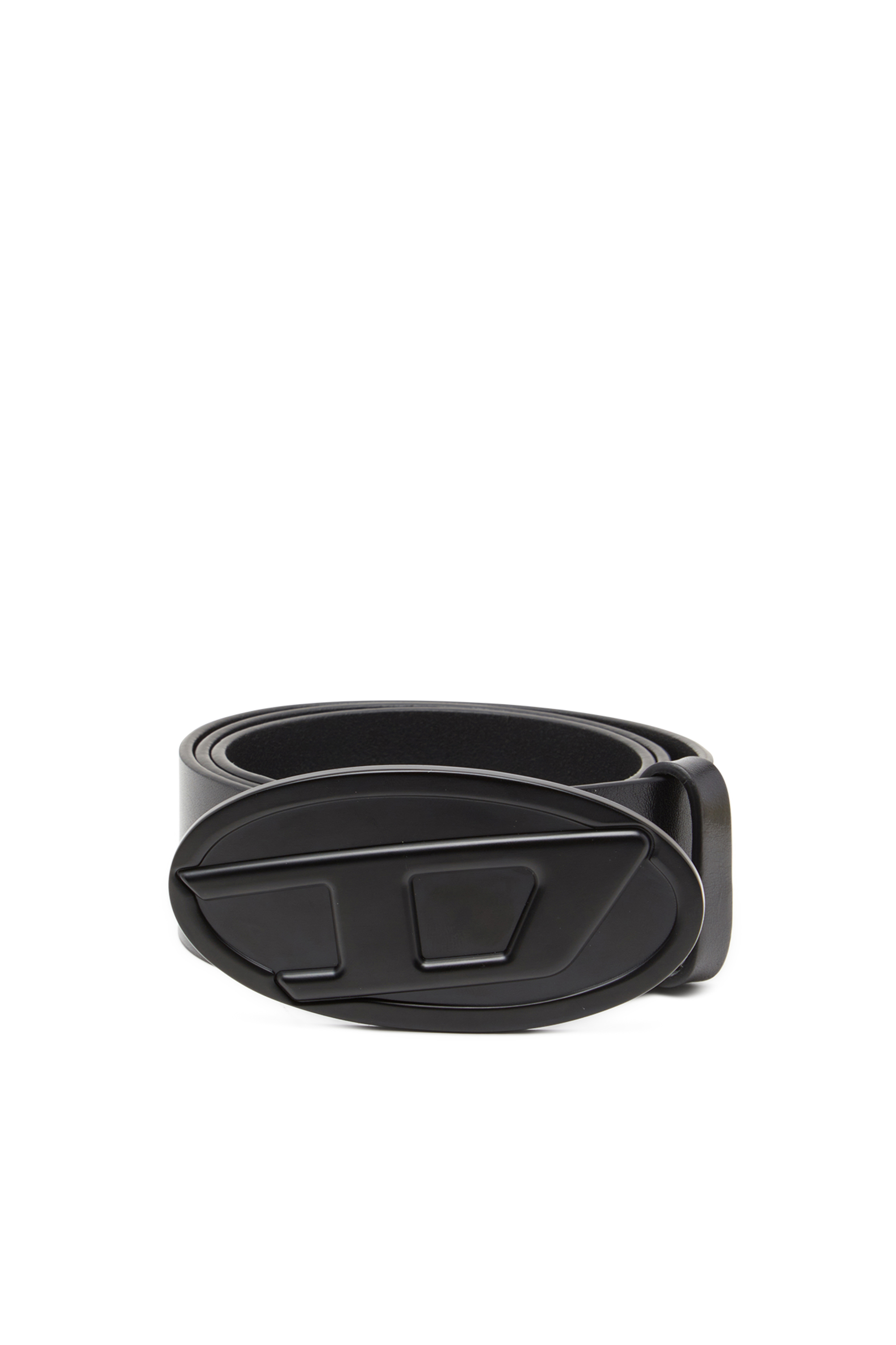 Diesel 4cm Leather Belt With Oval D Plaque In Black