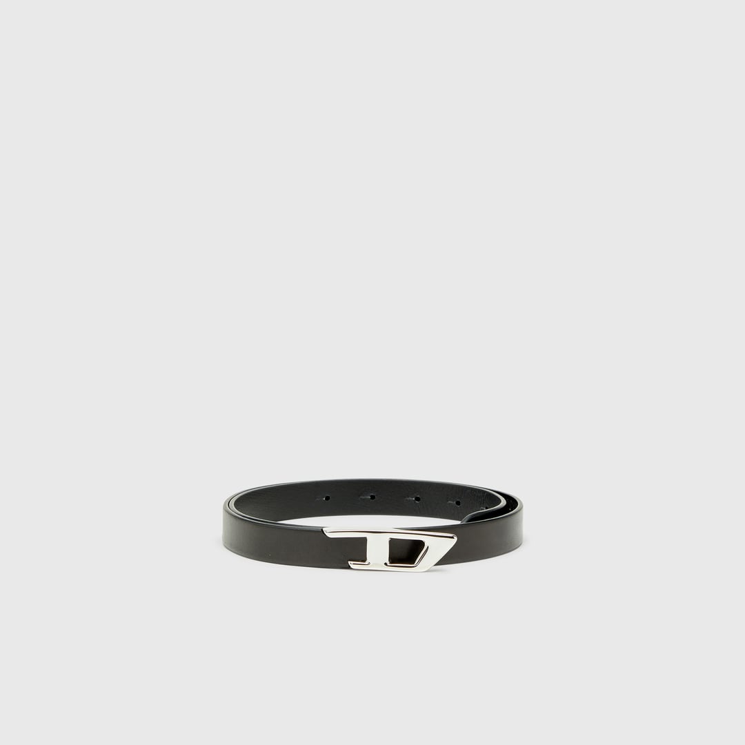 Diesel - 2 cm leather belt with metal D buckle - Belts - Woman - Black
