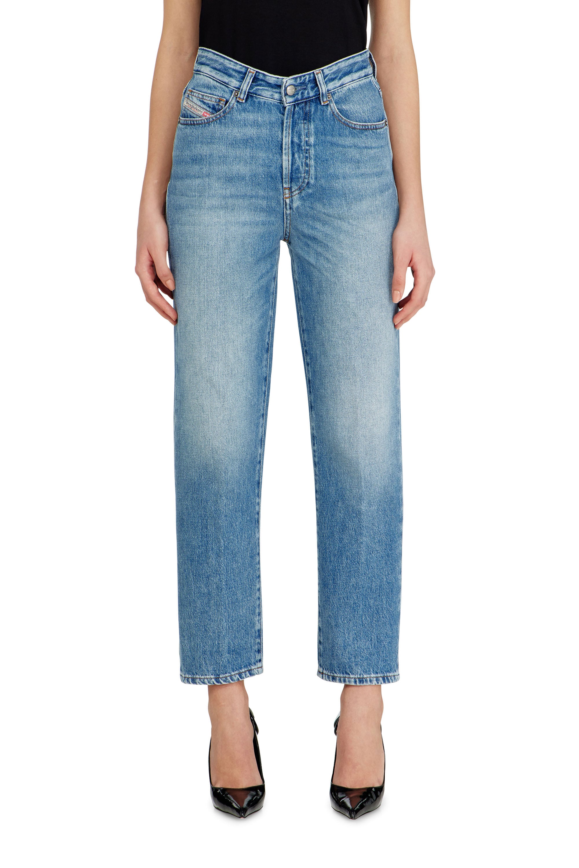 Diesel Jeans Regular Haute 1981 D-Went, Clair, Fermeture Boutonnée Femme Bleu Taille 27