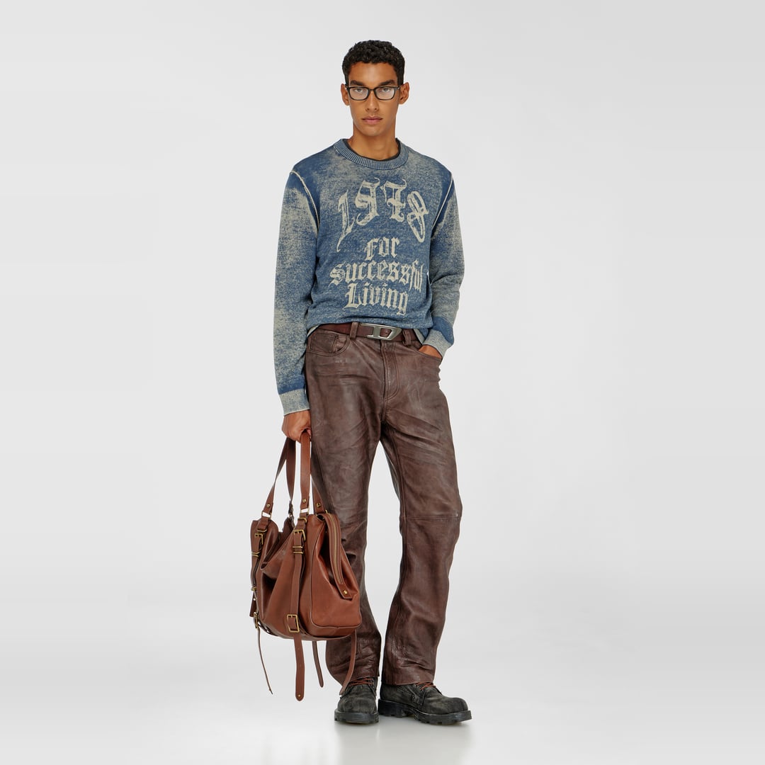 Diesel - Jumper with reverse print - Knitwear - Man - Blue