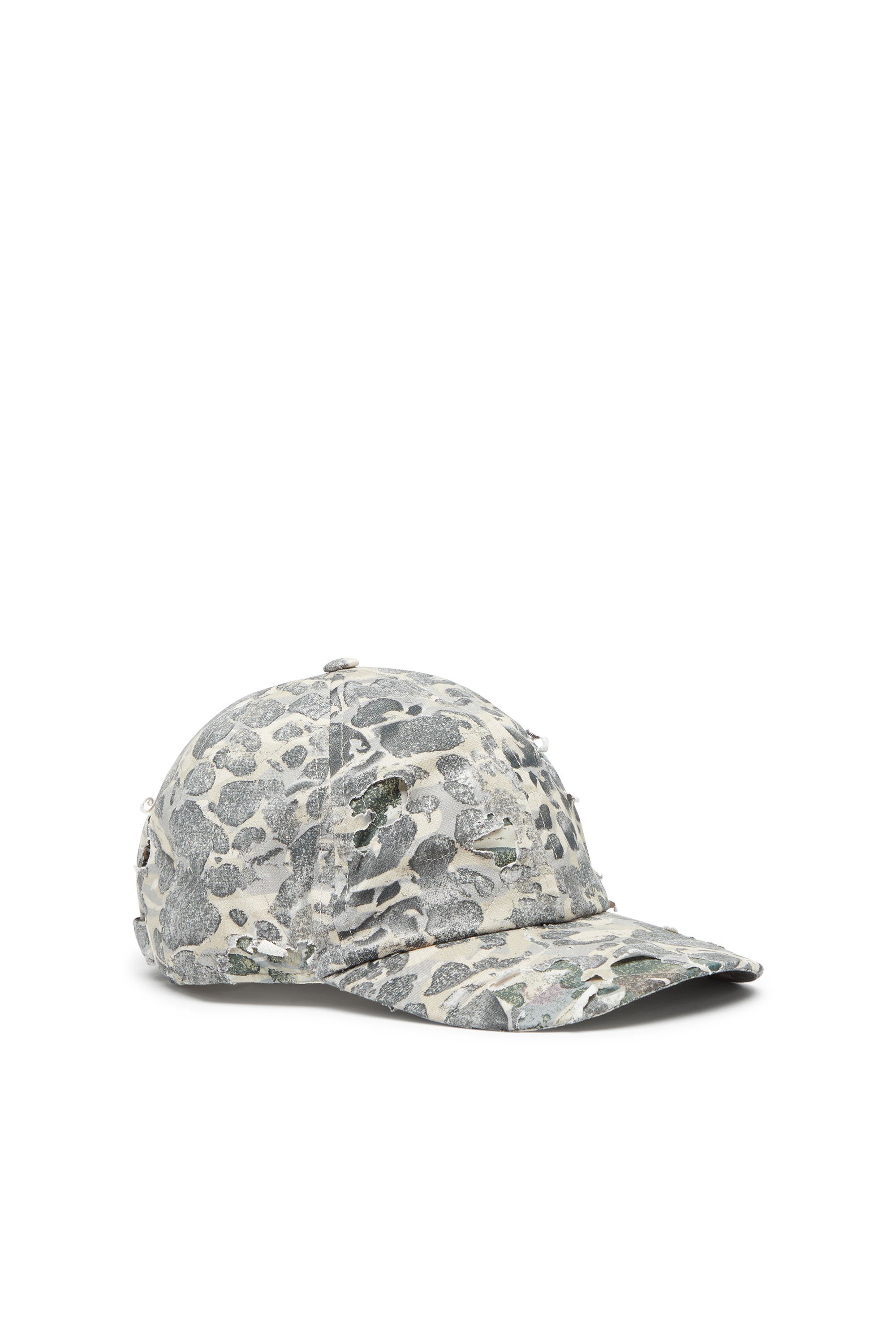 Diesel - Casquette de baseball camouflage avec finition destroy - Chapeaux - Homme - Polychrome