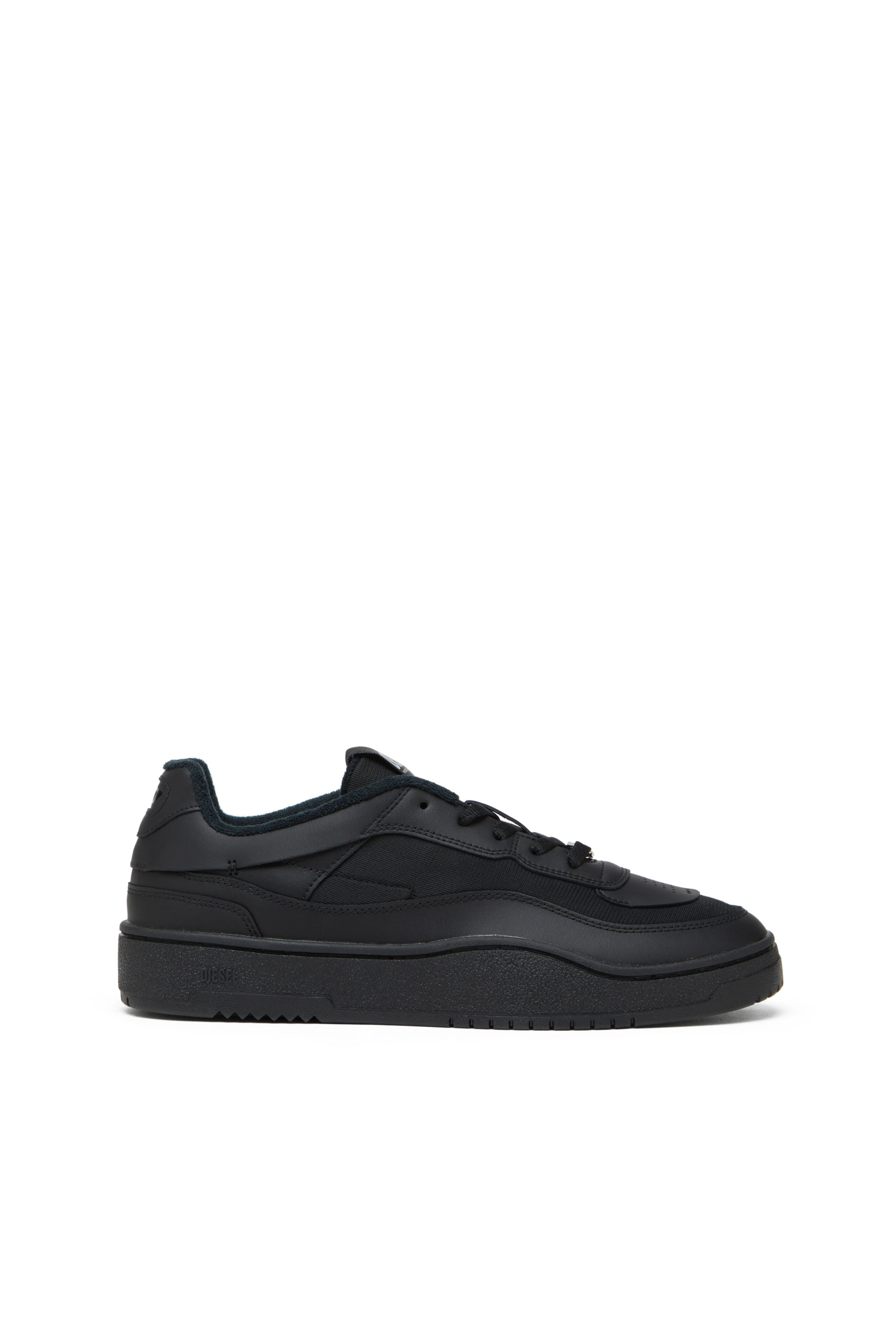 Diesel Homem Preto - S-Oval Skate-Fabric-Panelled Leather Sneakers - Sneakers - Man Tamanho 41