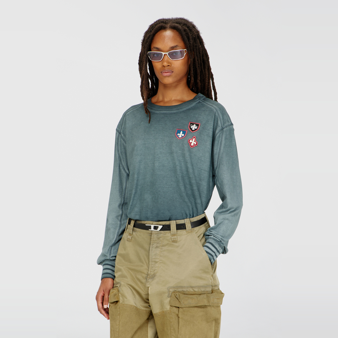 Diesel - T-shirt avec patchs et empiècements micro-waffle - T-Shirts - Femme - Vert