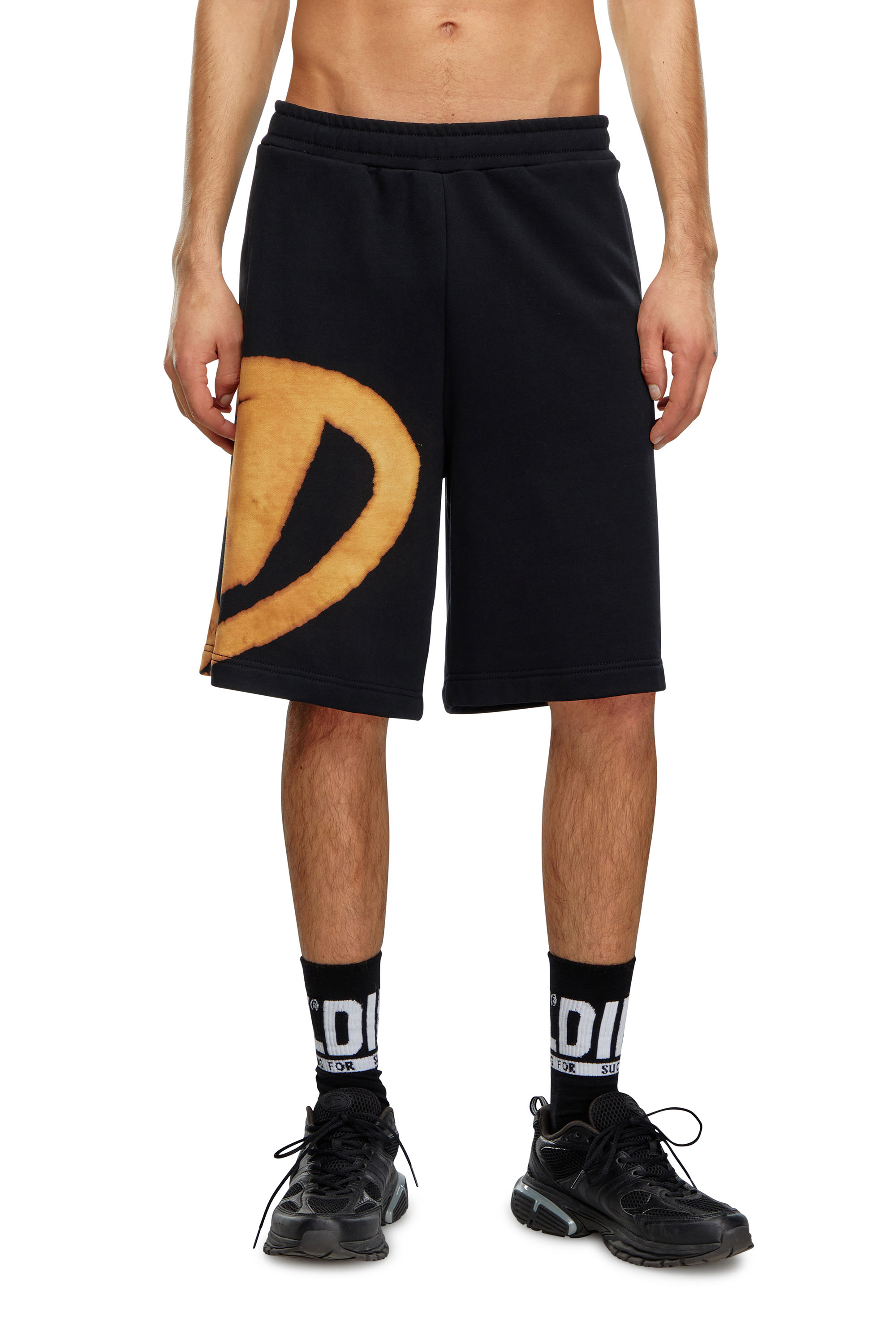 Shop Diesel Sweat Shorts With Bleached Logo In Tobedefined