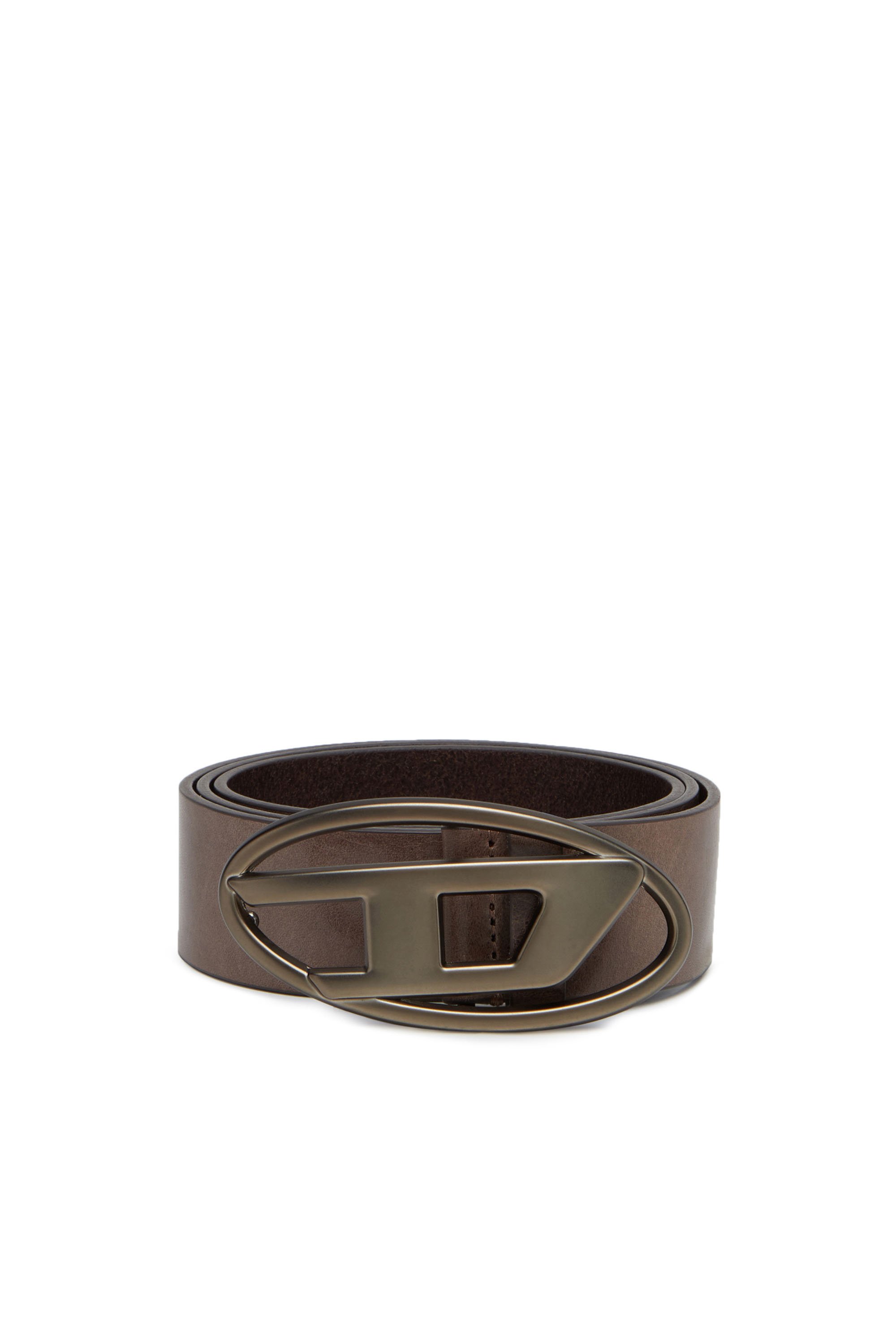 Diesel - Leather belt with tonal buckle - Belts - Unisex - Brown